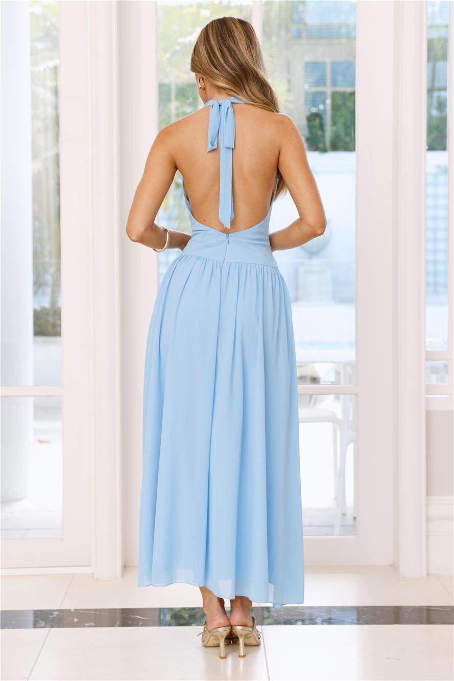 Driftwood Dream Halter Maxi Dress Blue Product Image
