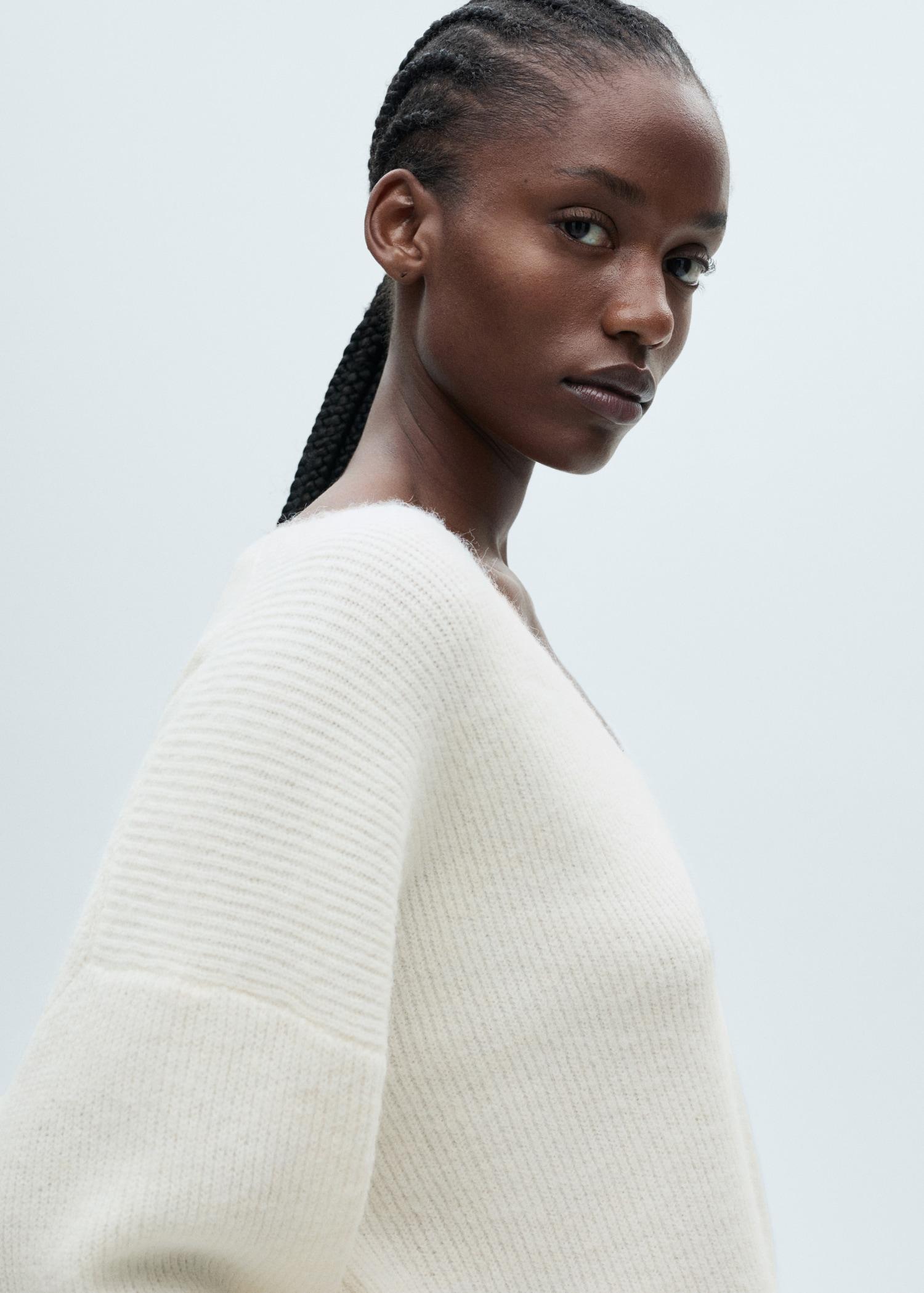 V-neck knit sweater - Women | MANGO USA Product Image