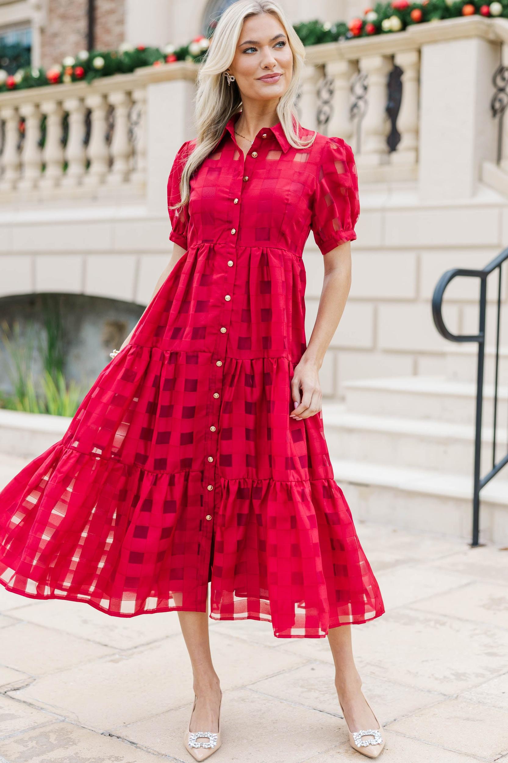 So Worth It Organza Button Down Midi Dress Female Product Image