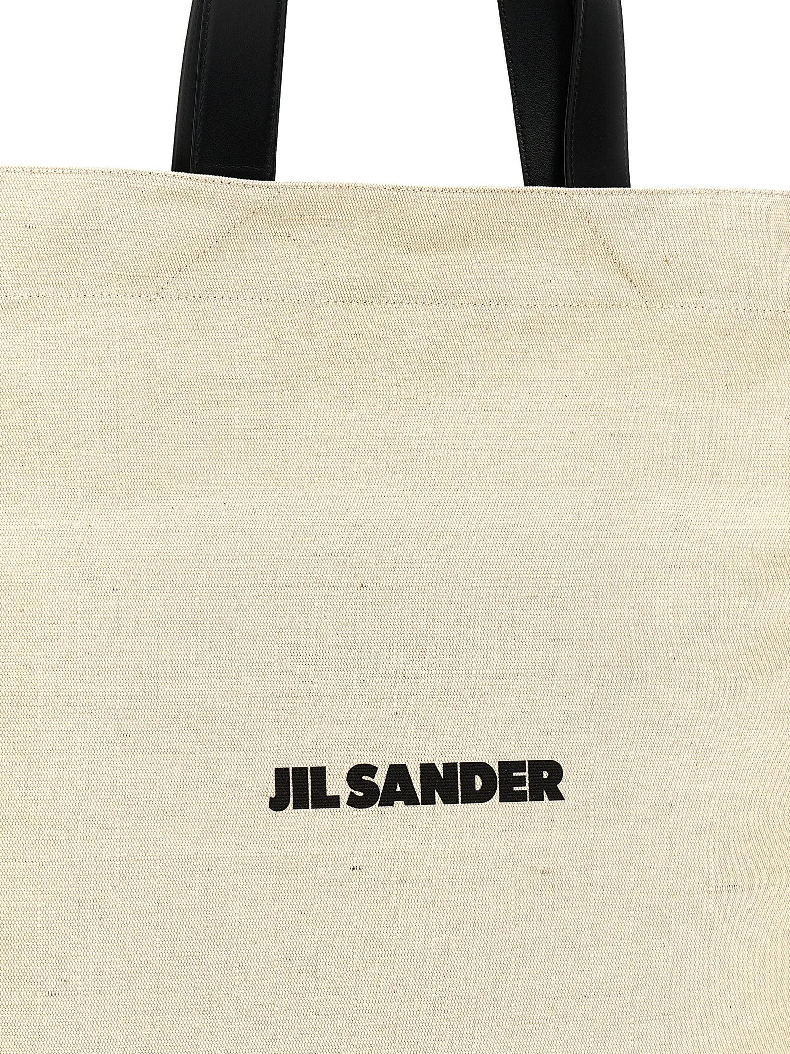 JIL SANDER Medium Flat Shopping Bag In White/black Product Image
