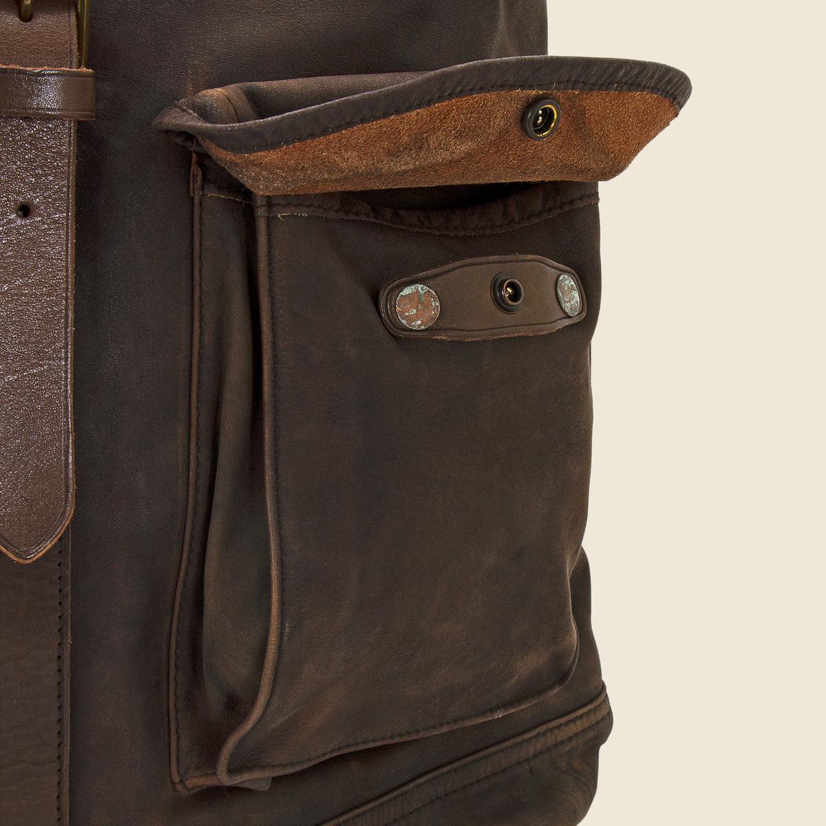 Leather Rucksack - Black Over Brown Product Image