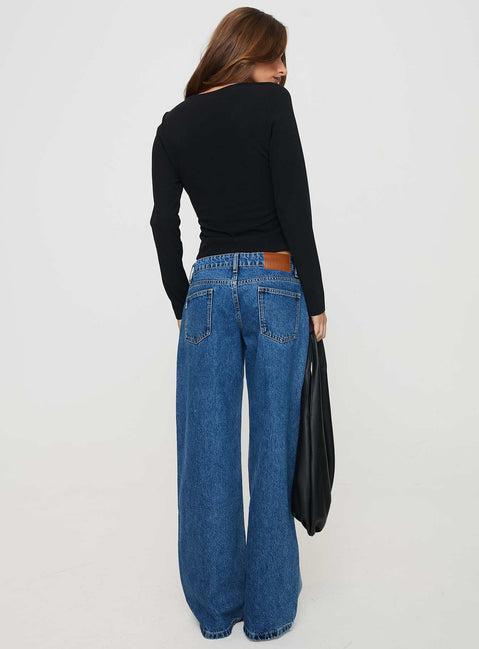 Ferris Two-toned Straight Leg Jean Blue Wash Denim Product Image