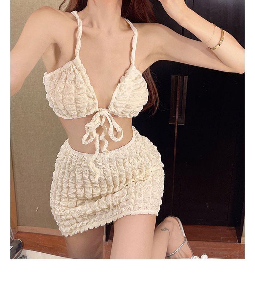 Set: Plain Bikini Top + Cover Up Skirt Product Image