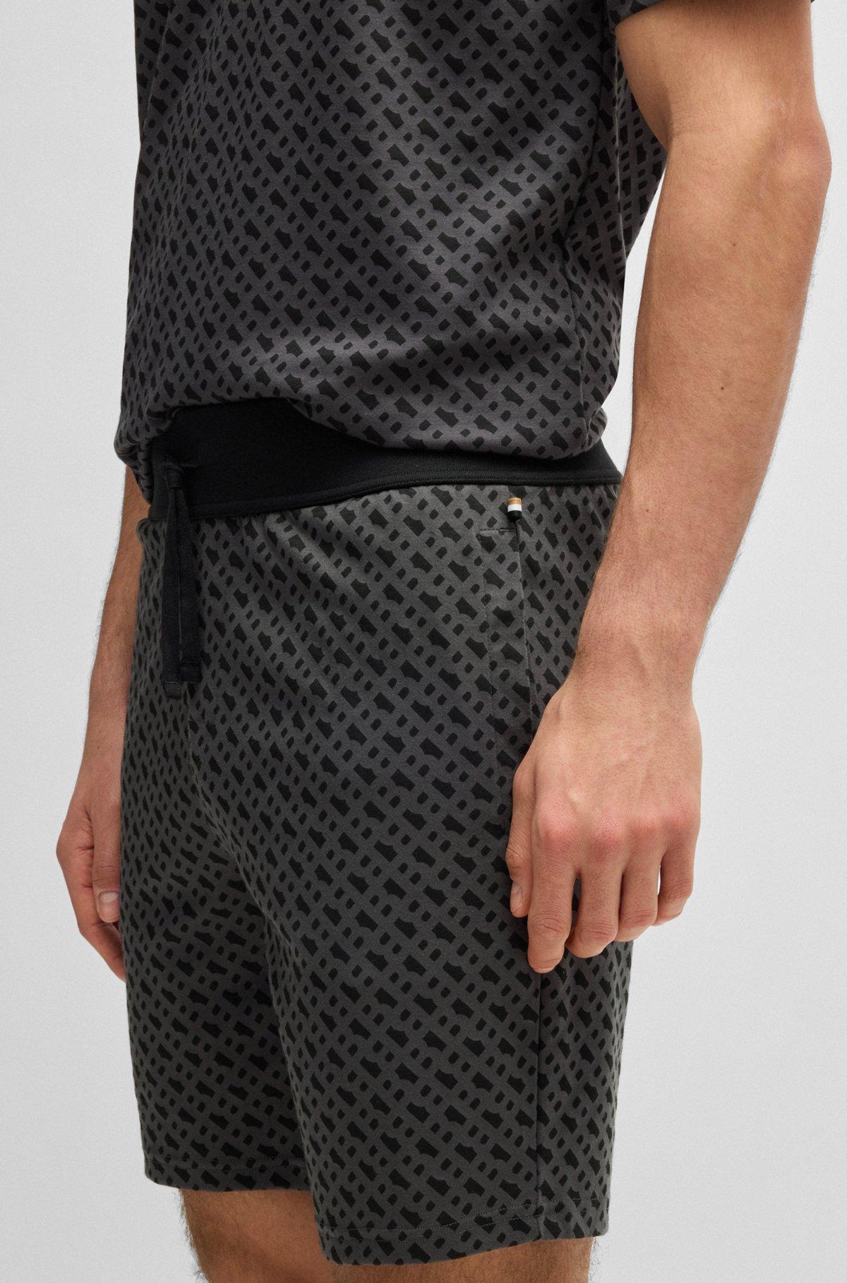 Interlock-cotton pajama shorts with monogram print Product Image