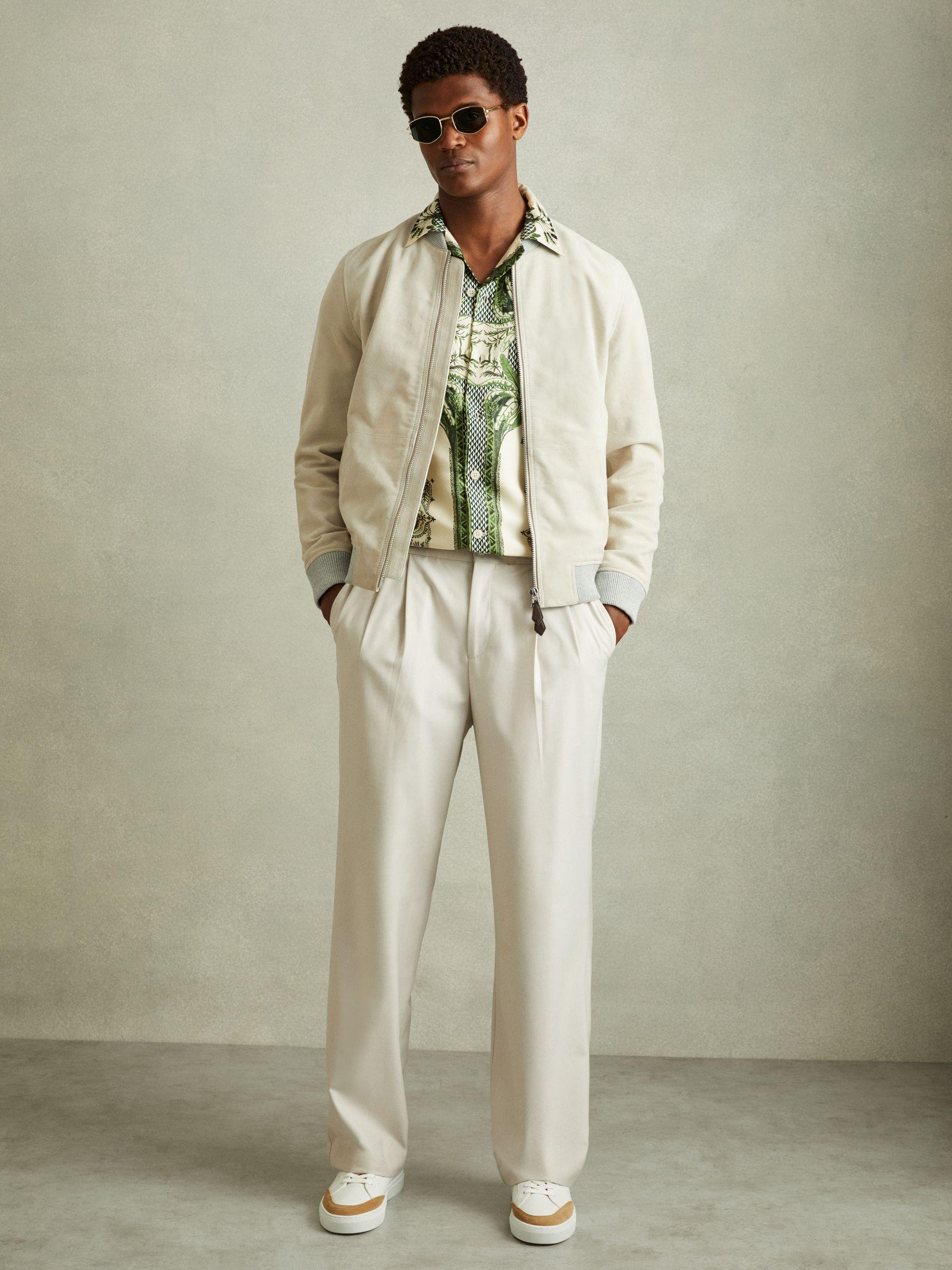 Lulu Bright Green Relaxed Palm Print Cuban Collar Shirt Product Image