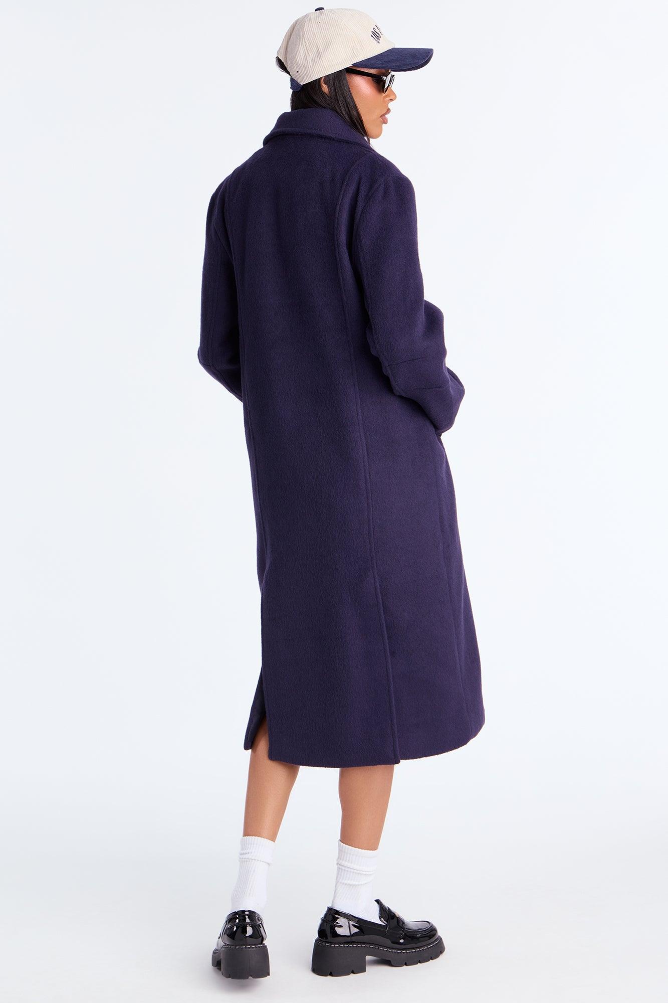 Melonie Wool Trench Coat - Navy Female Product Image