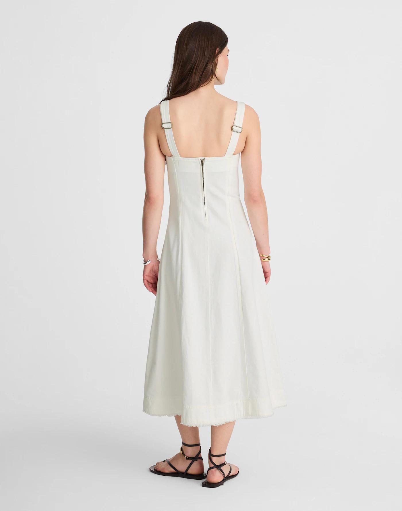 Denim Scoopneck Midi Dress in Pure White Wash Product Image