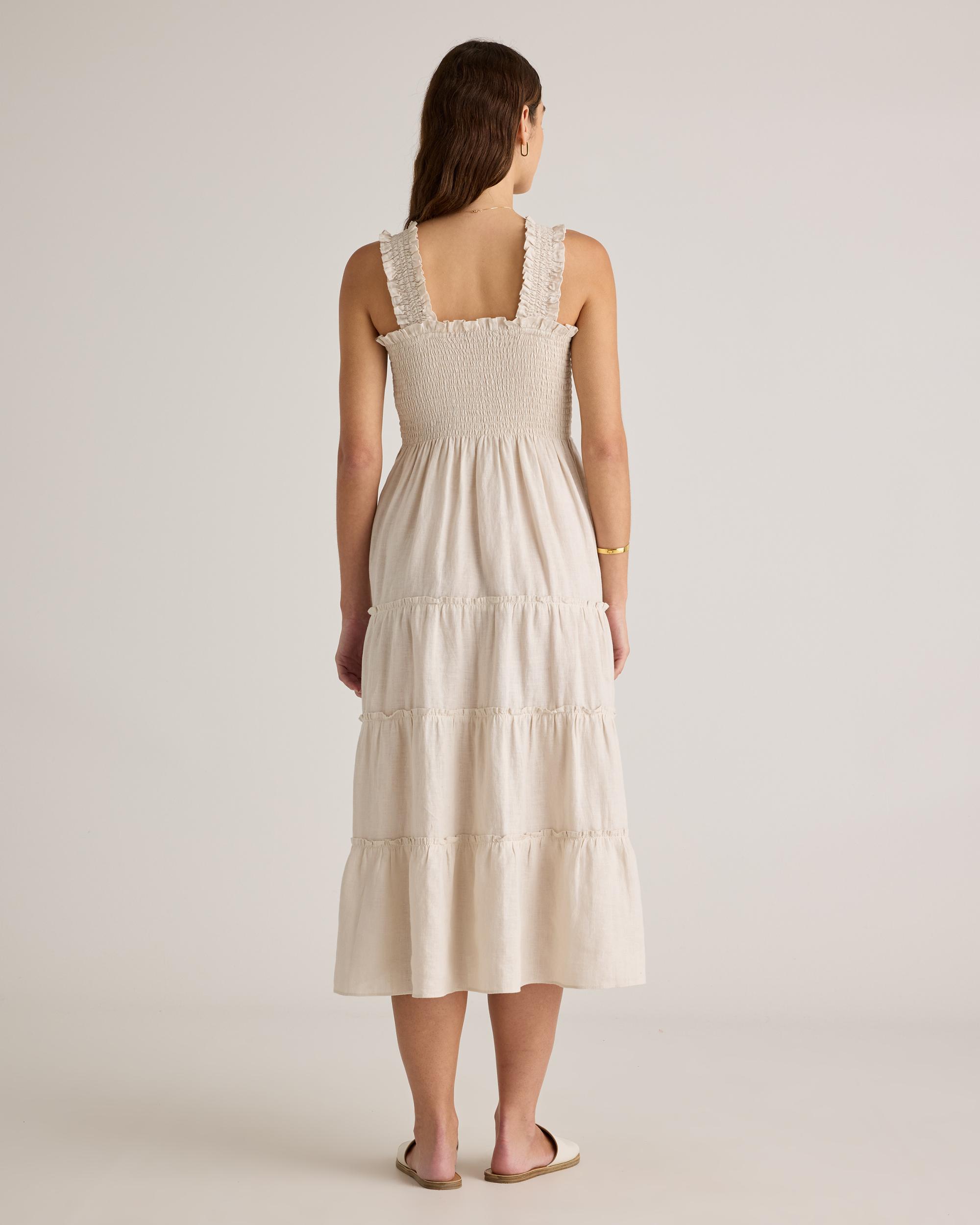 Quince | Women's 100% European Linen Smocked Midi Dress Product Image