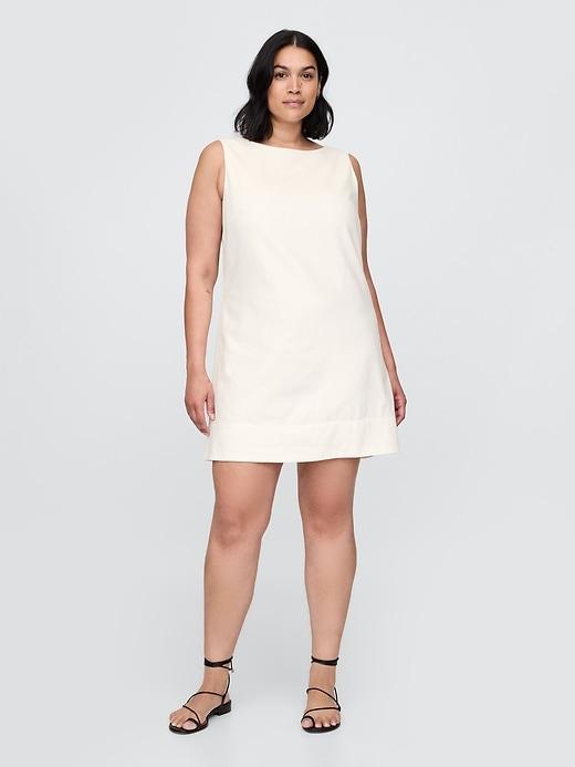 Linen-Blend Mini Shift Dress Product Image