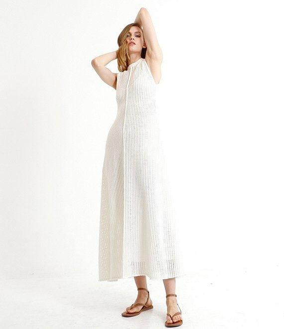Le' AL.X Knit Crochet Crew Neck Sleeveless Shift Maxi Dress Product Image