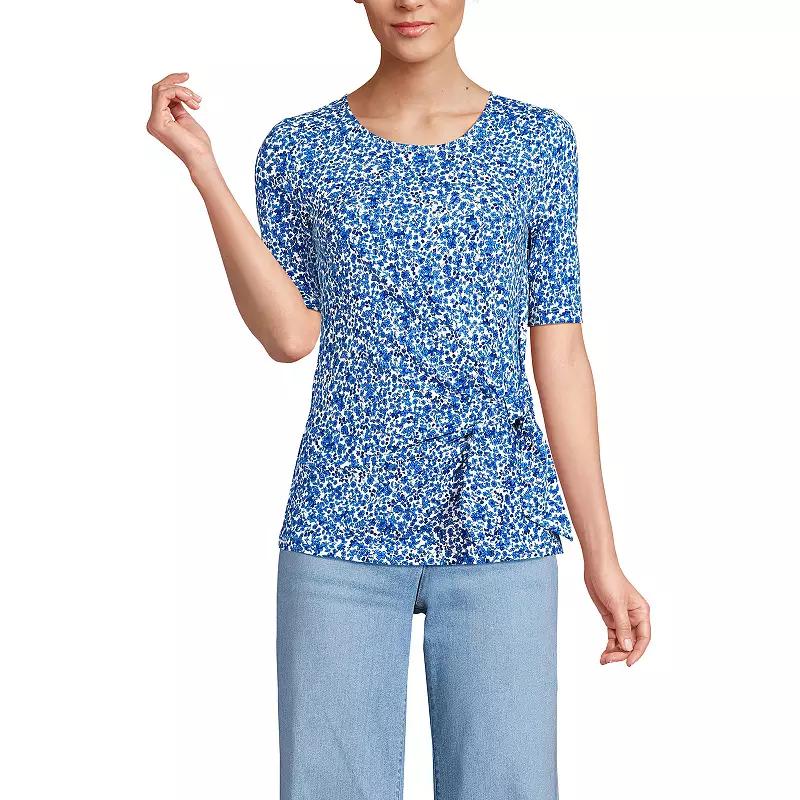 Women's Lands' End Lightweight Jersey Tie Front Top,  Product Image