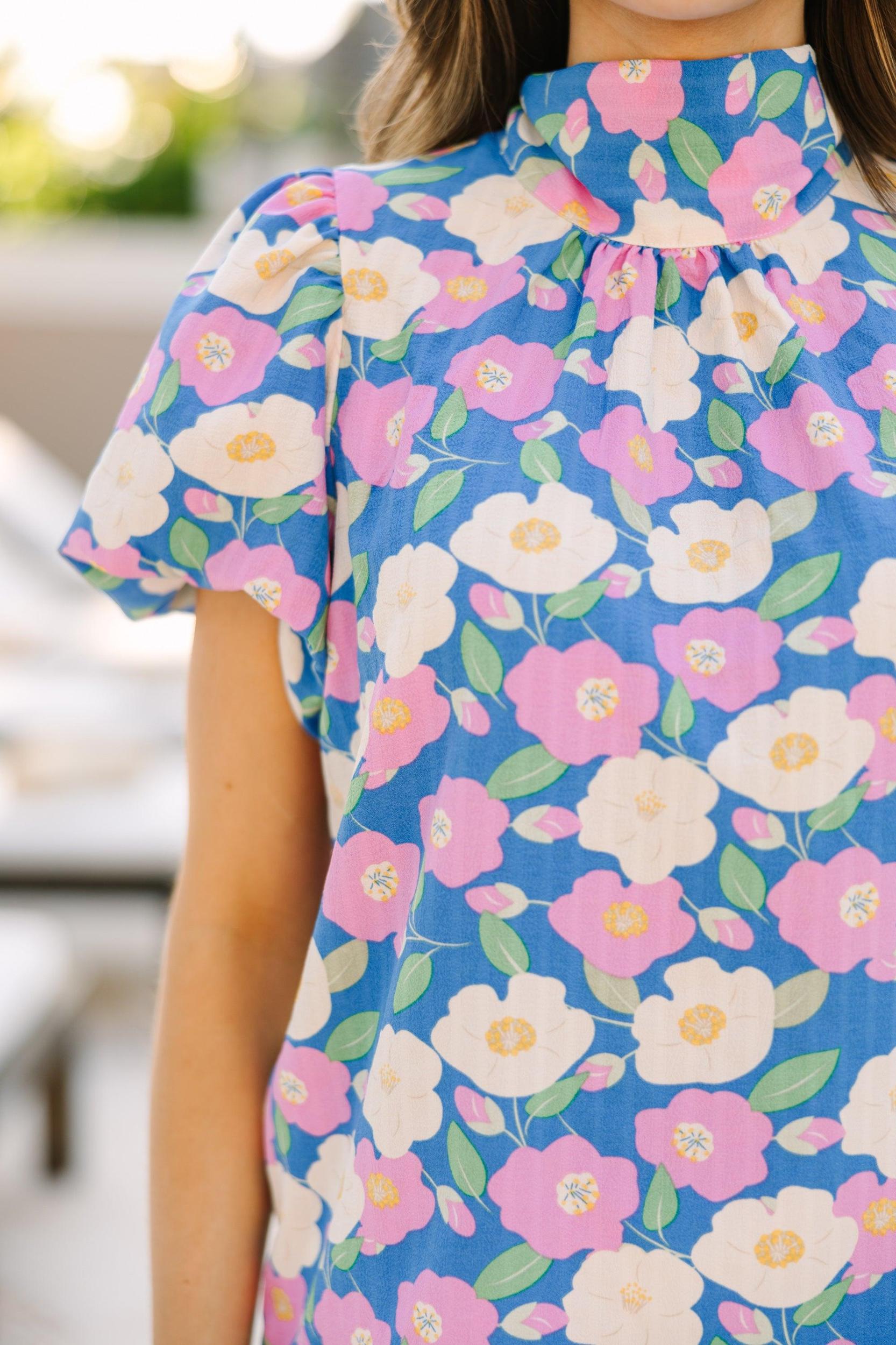 Can't Let You Go Light Blue Floral Blouse Female Product Image