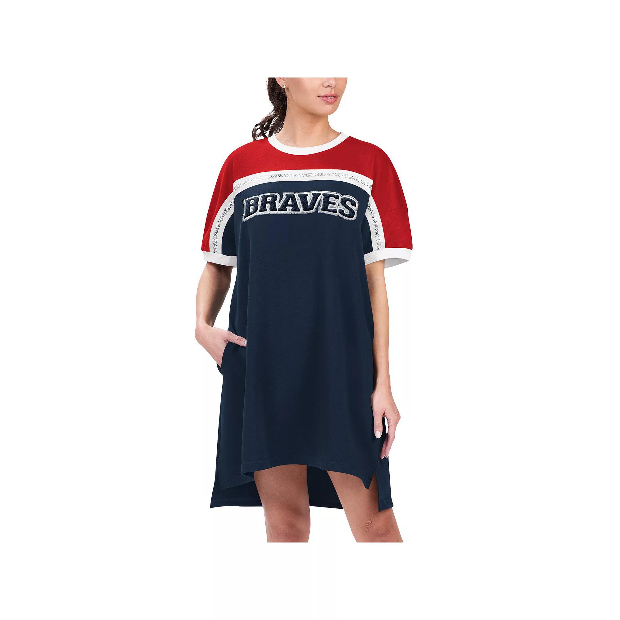 Women's G-III 4Her by Carl Banks Navy/Red Atlanta Braves Circus Catch Sneaker Dress, Size: Small, Blue Product Image