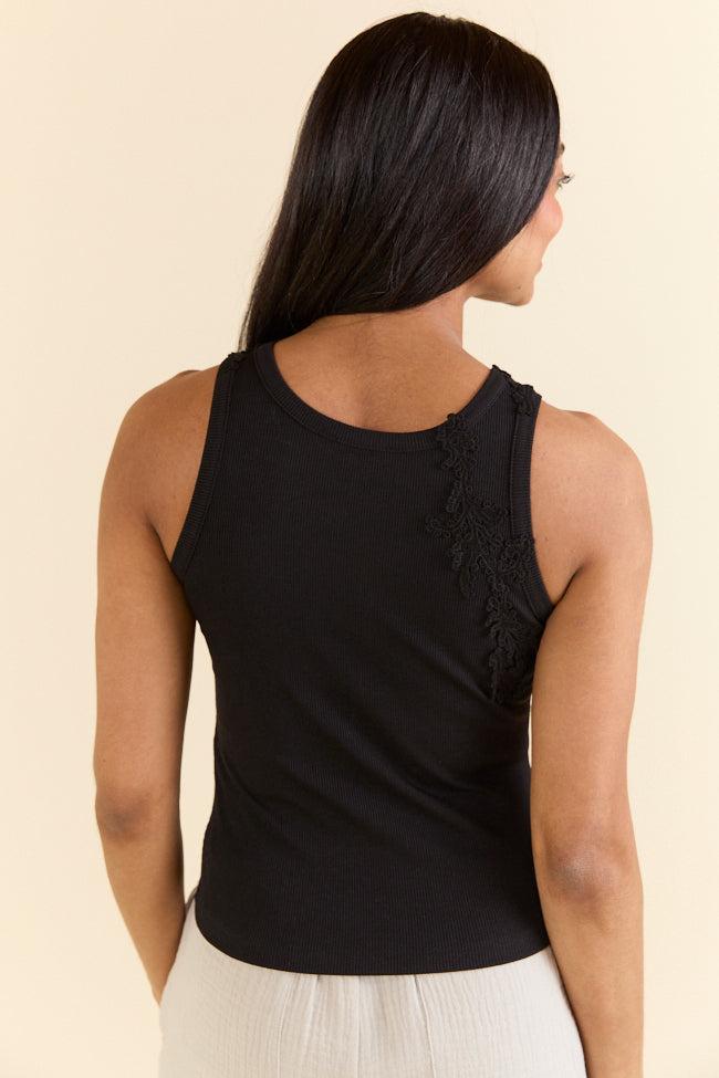 Grace and Lace Applique Black Tank Top FINAL SALE Product Image