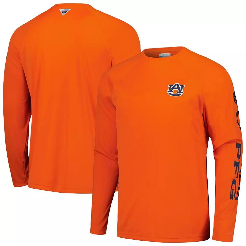 Men's Columbia Orange Auburn Tigers Terminal Tackle Omni-Shade Raglan Long Sleeve T-Shirt, Size: Large Product Image