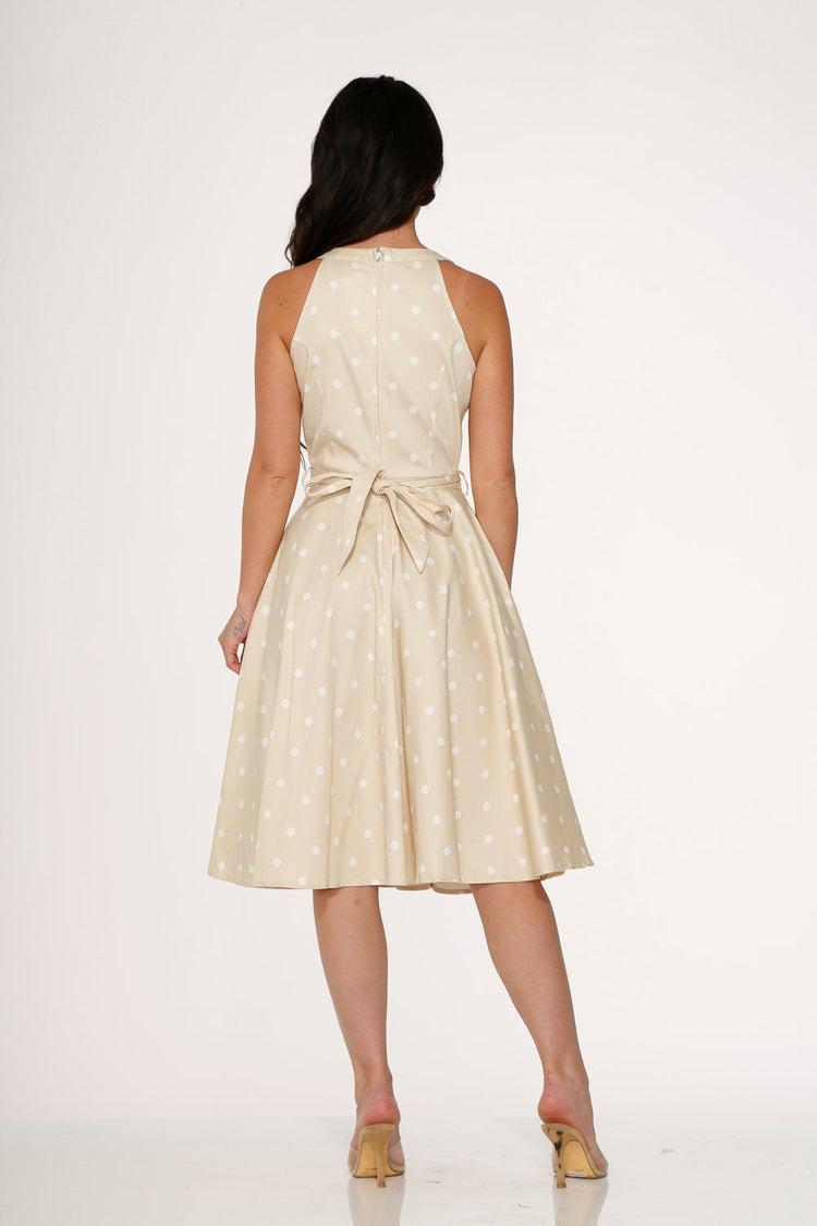 Beige & White Polka Dot Swing Dress Product Image