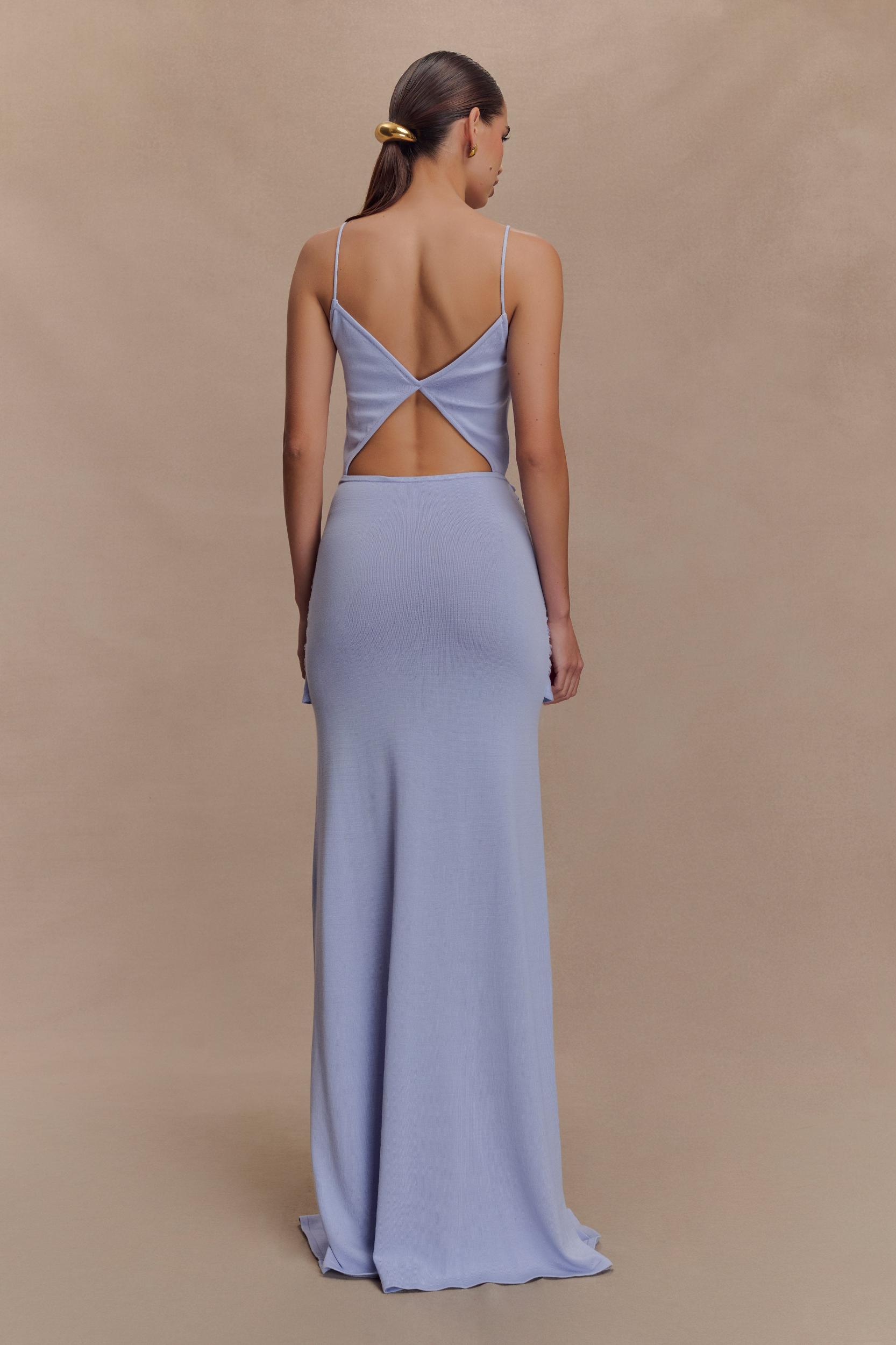 Reama Wrap Over Knit Maxi Dress - Cornflower Blue Product Image