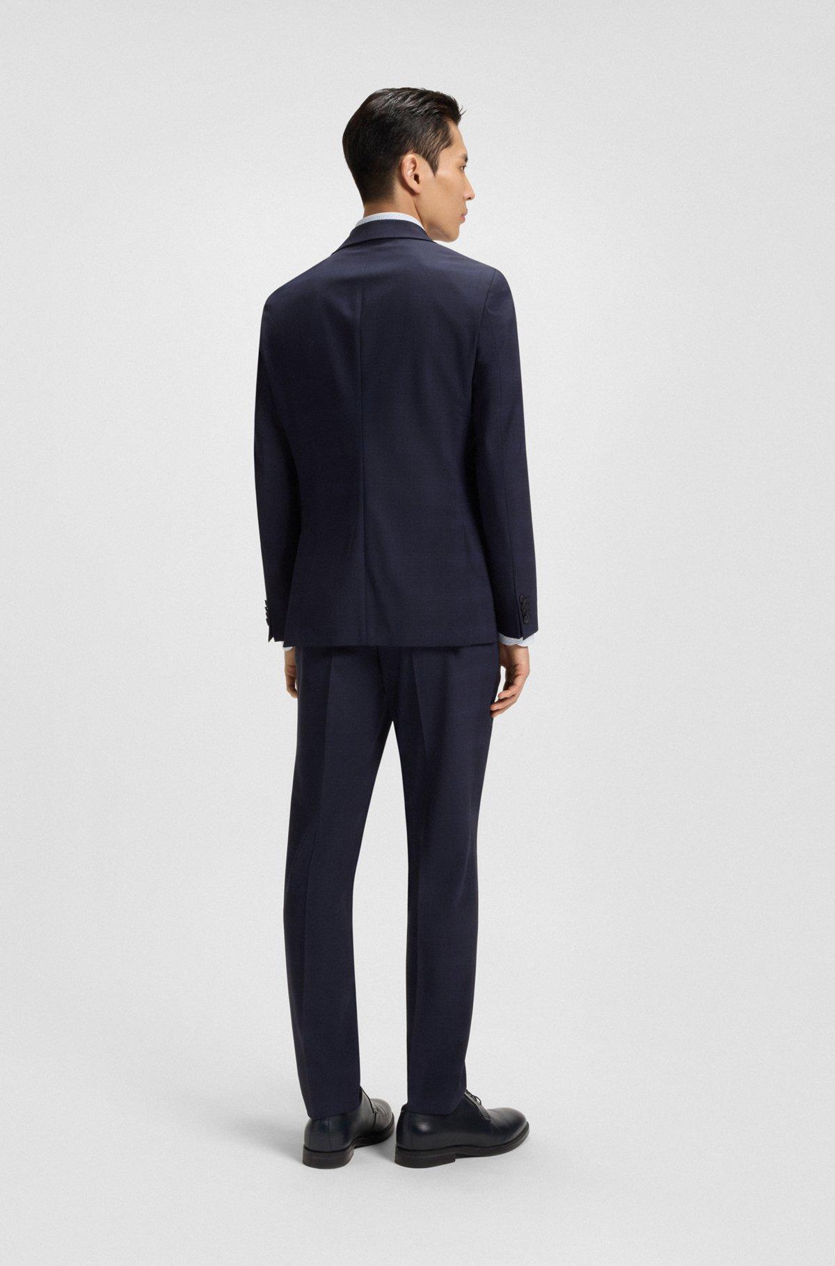 Slim-fit suit in checked crease-resistant stretch wool Product Image