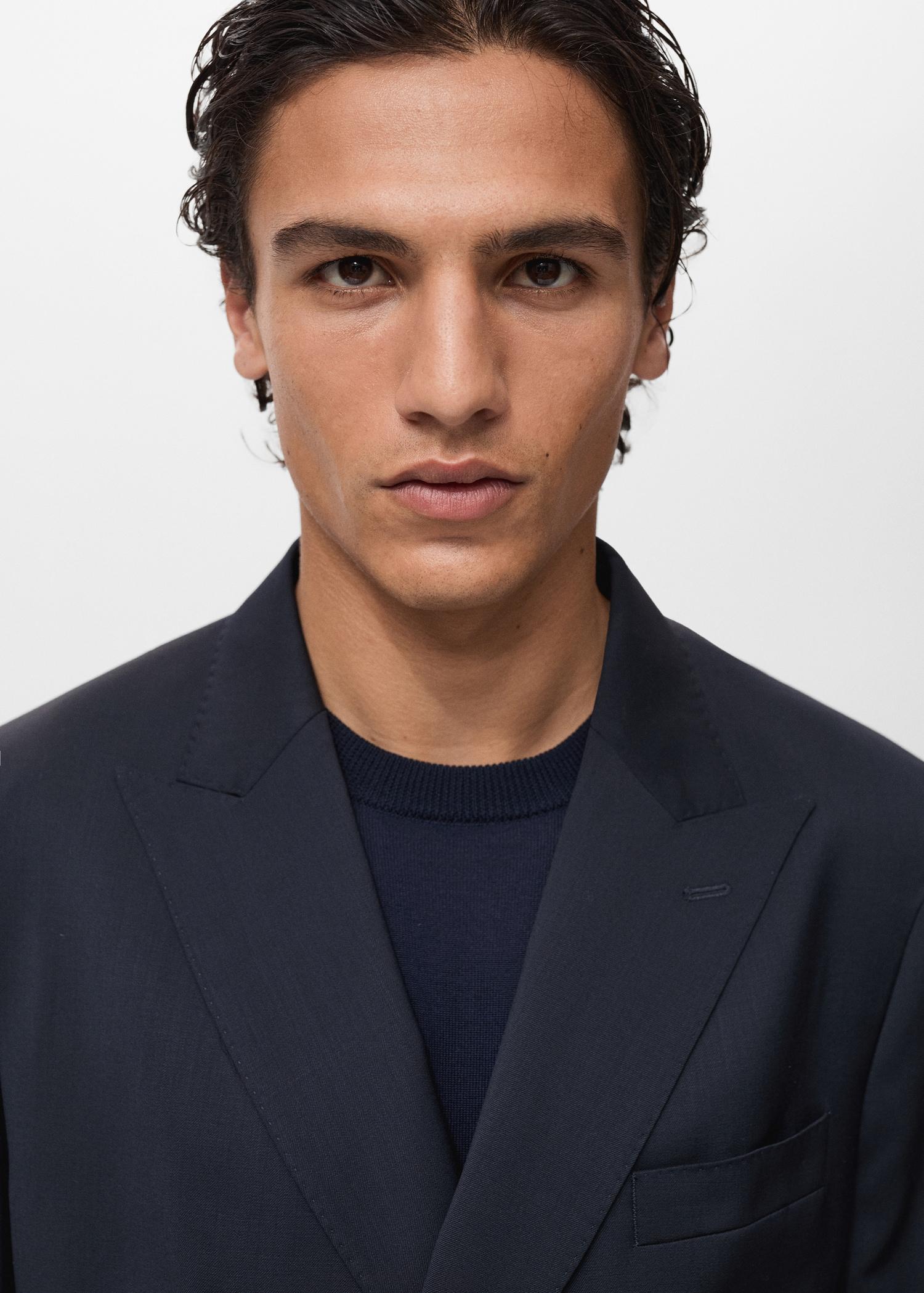 100% cold wool double-breasted suit blazer - Men | MANGO USA Product Image