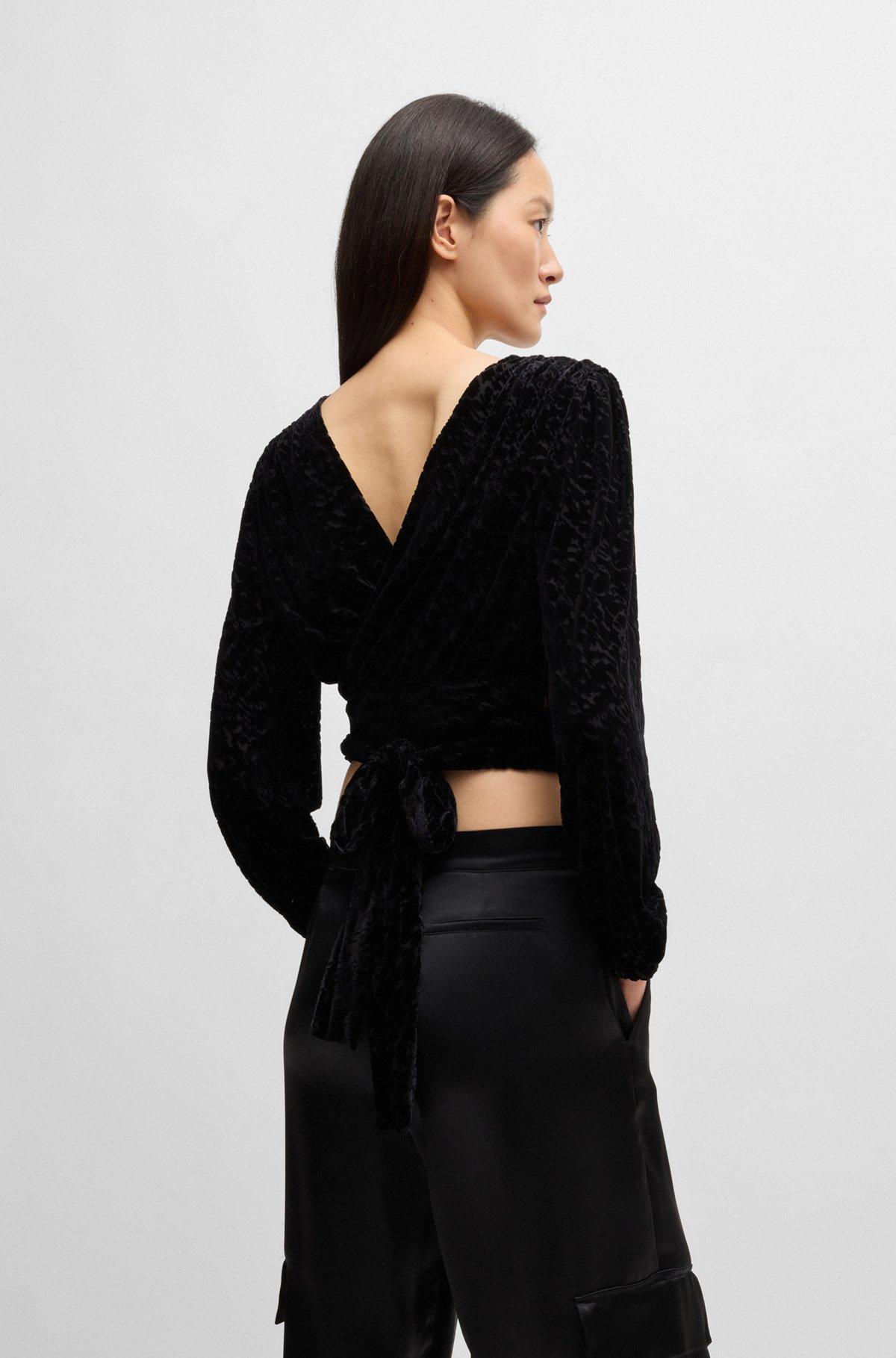 Wrap top in devoré burnout jersey Product Image