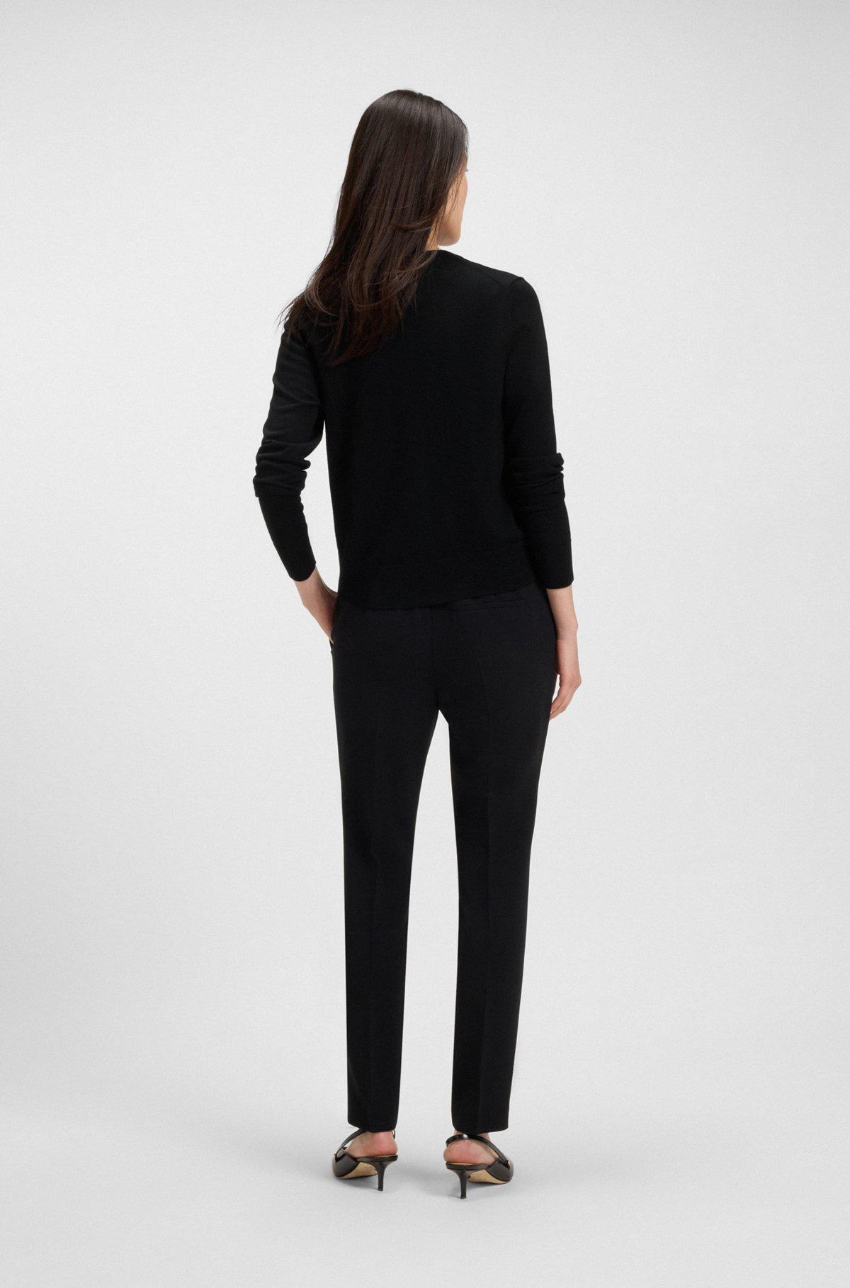 BOSS - Merino-wool cardigan with button front - Black Product Image