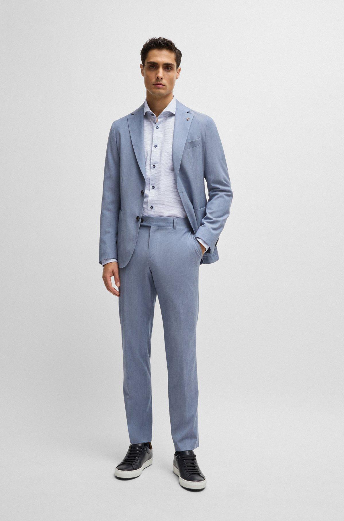 Casual-fit shirt in structured cotton with spread collar Product Image