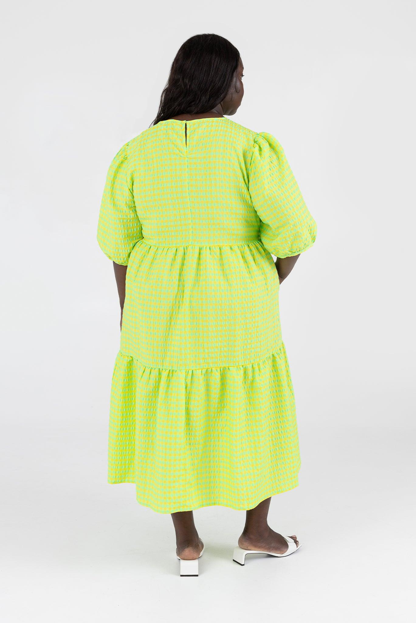 Rosemary Dress - Acid Apple Gingham Product Image