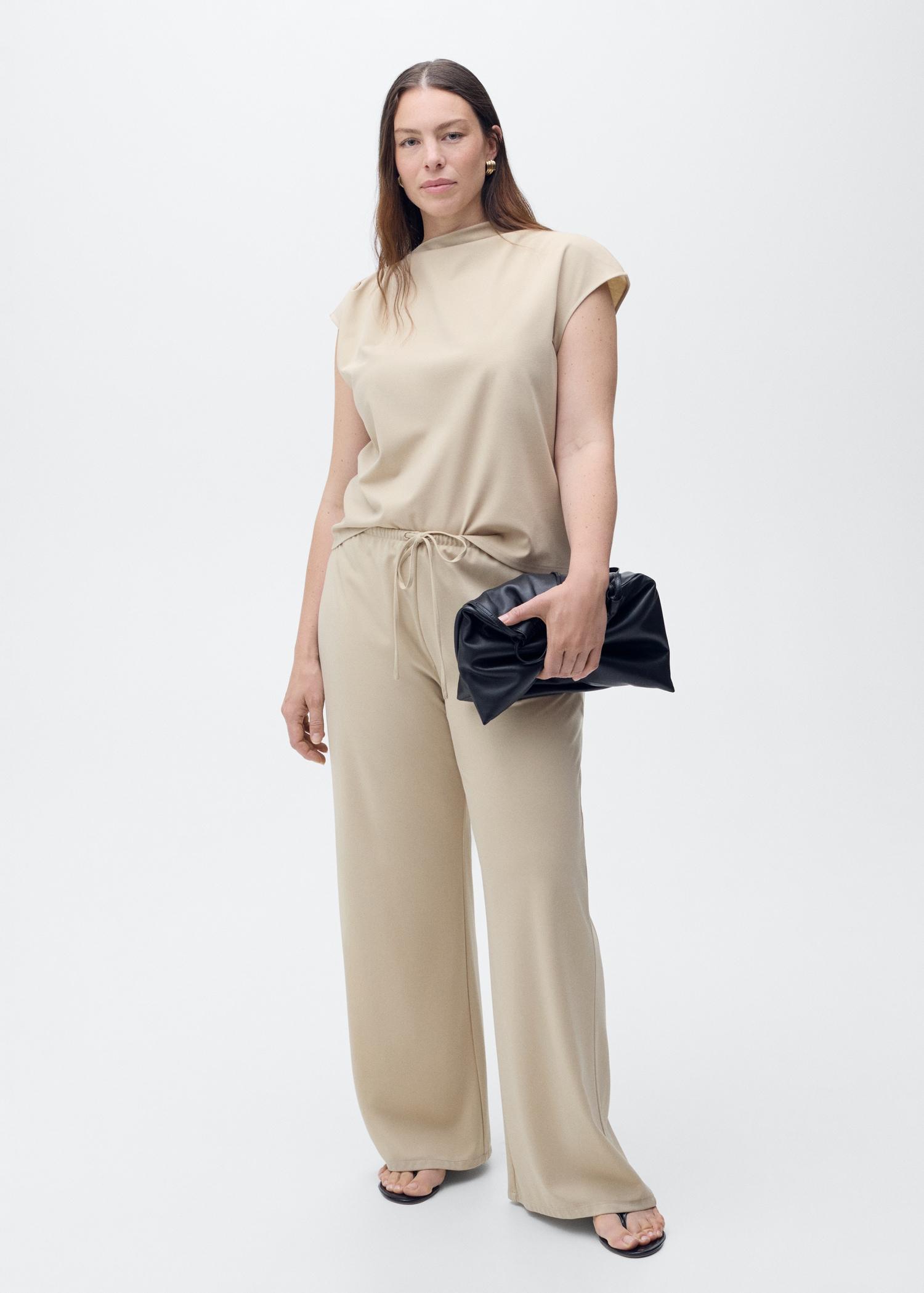 Wide-leg pants with elastic waist - Women | MANGO USA Product Image
