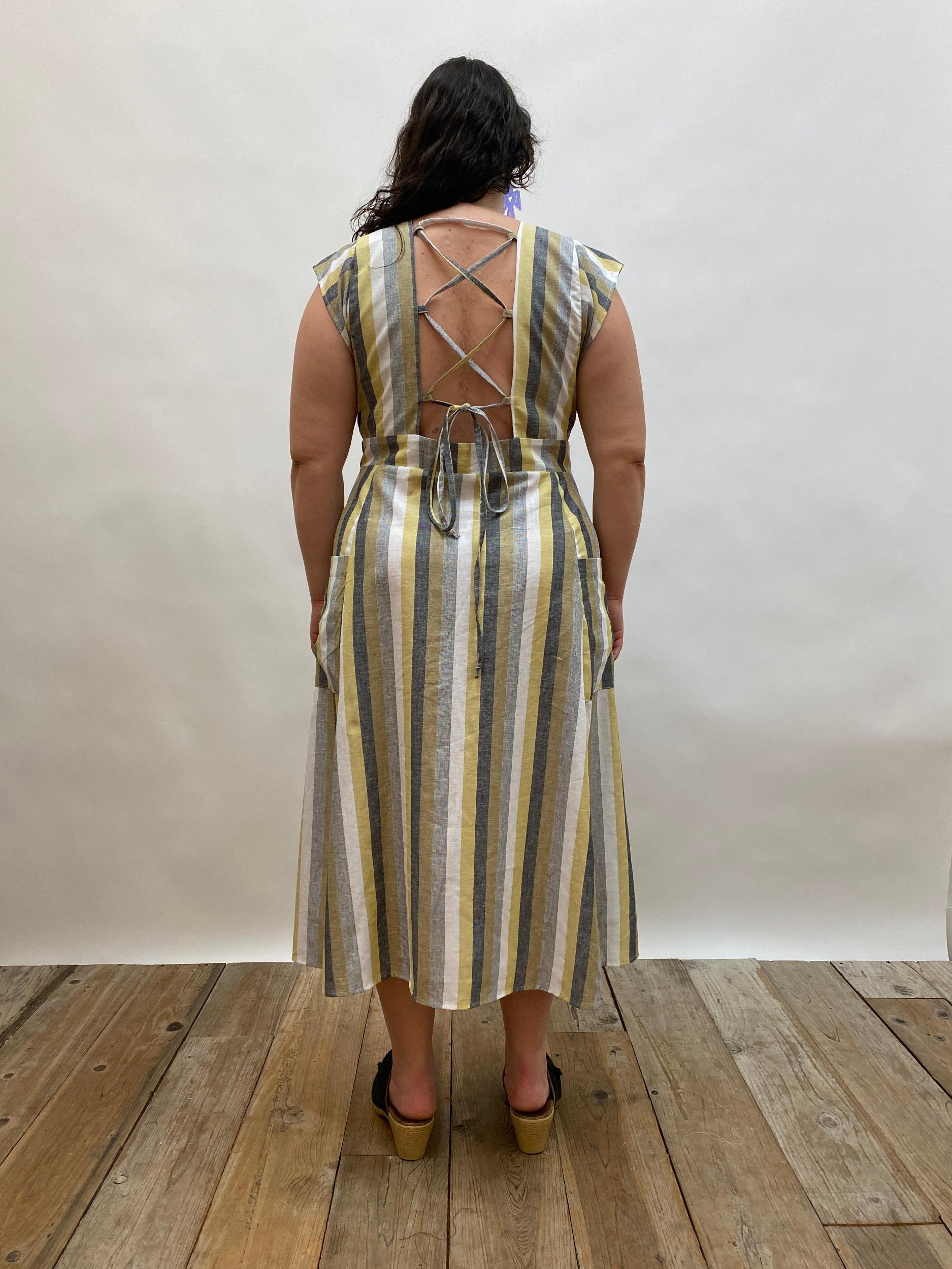 Penelope Dress in Linen Stripe Product Image