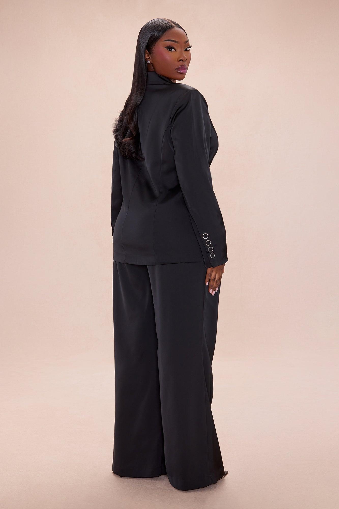 Maylee Satin Blazer - Black Female Product Image