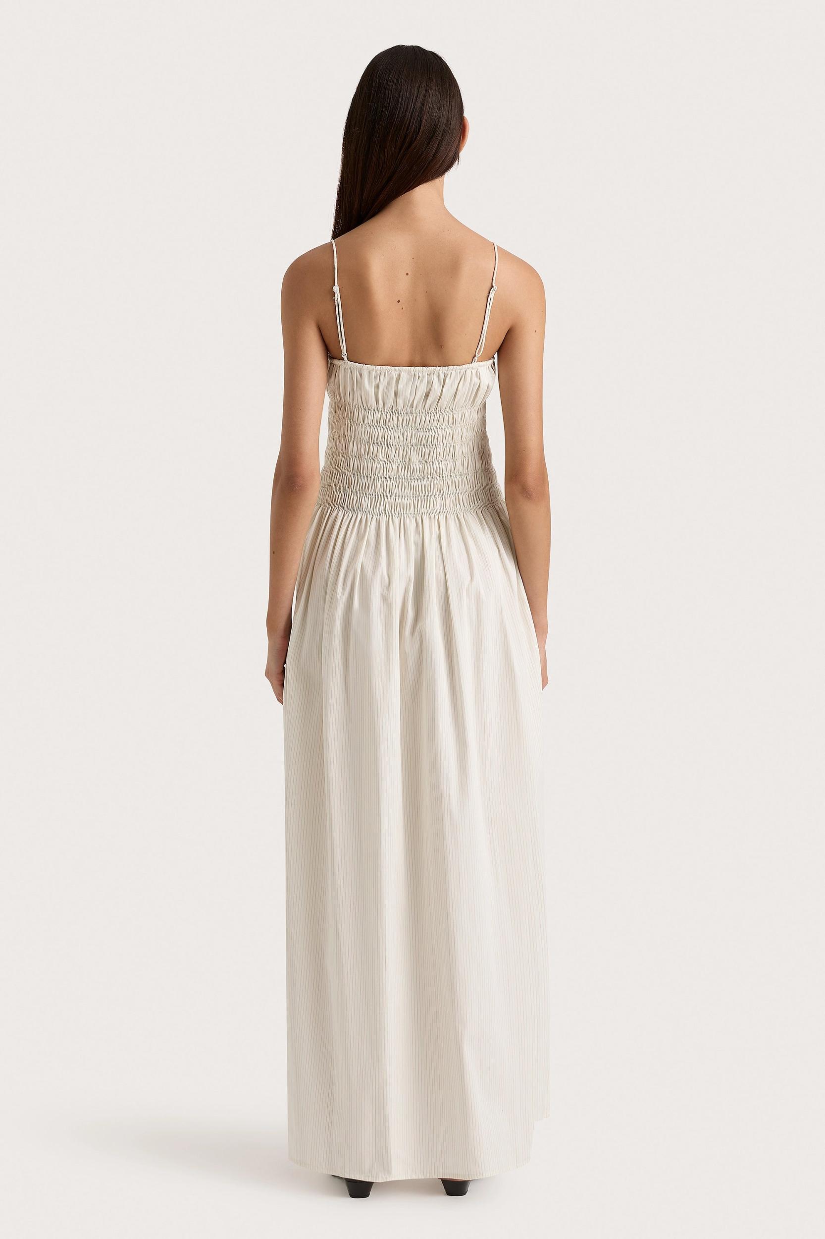 Aya String Maxi Dress Cream Pinstripe - Final Sale Product Image