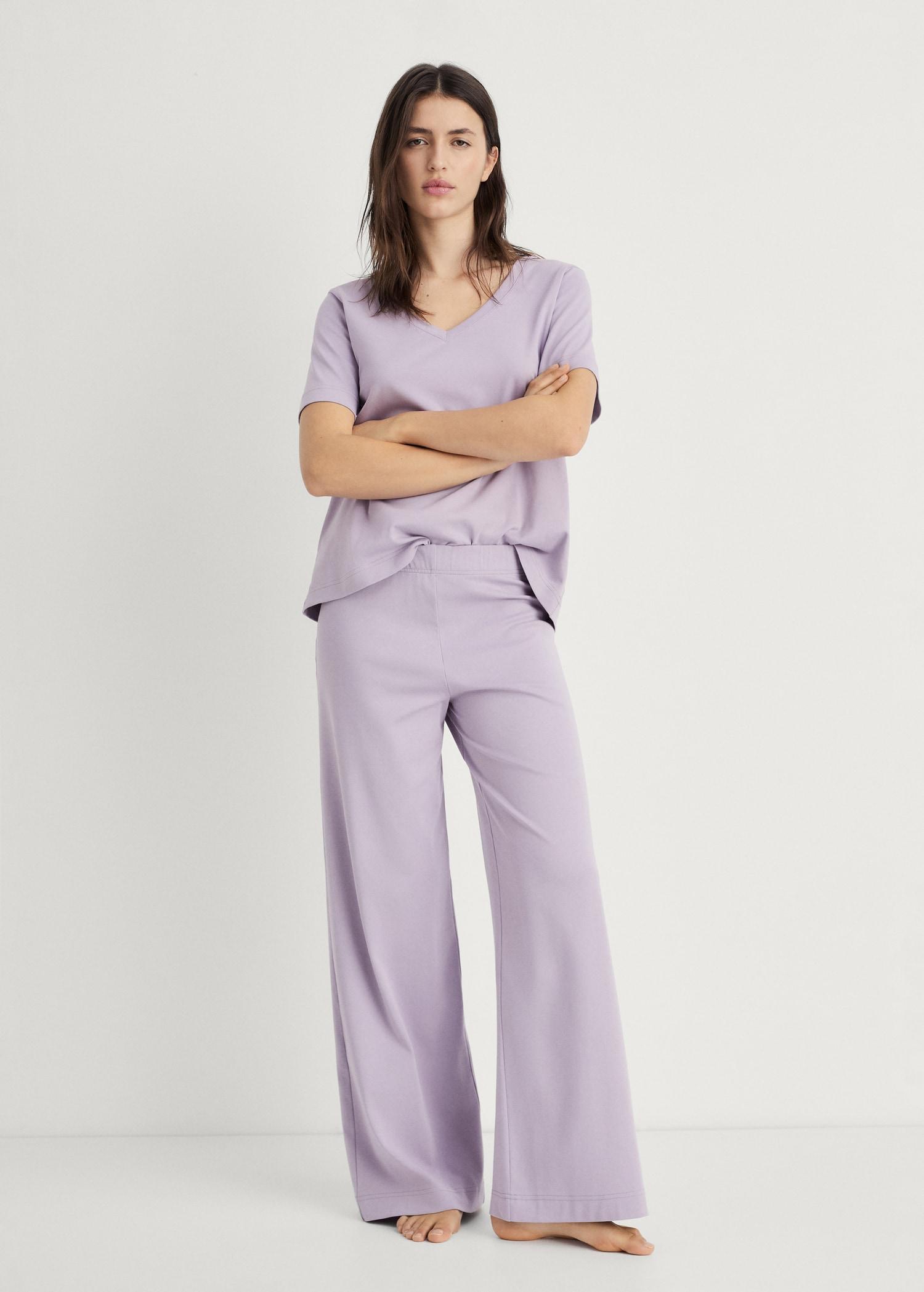 Plain cotton pajama pants - Women | MANGO USA Product Image