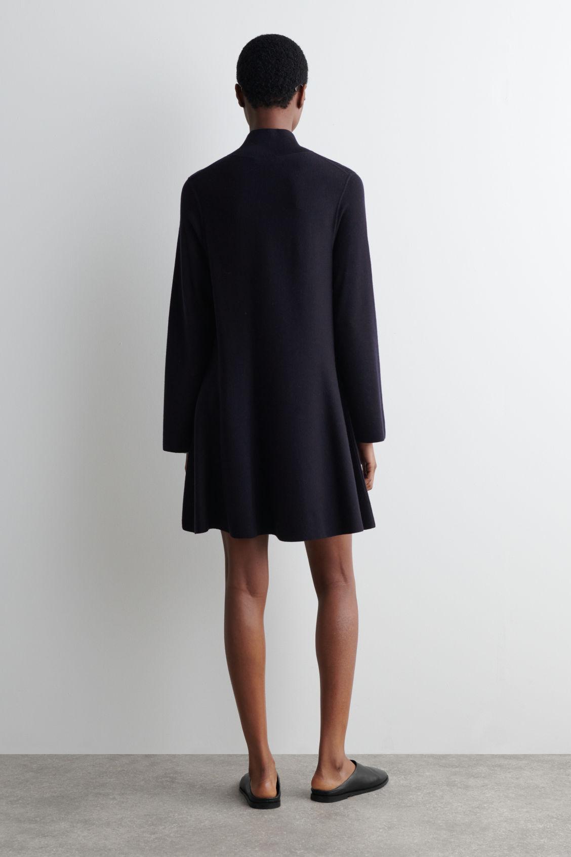 FLARED HIGH-NECK WOOL MINI DRESS Product Image