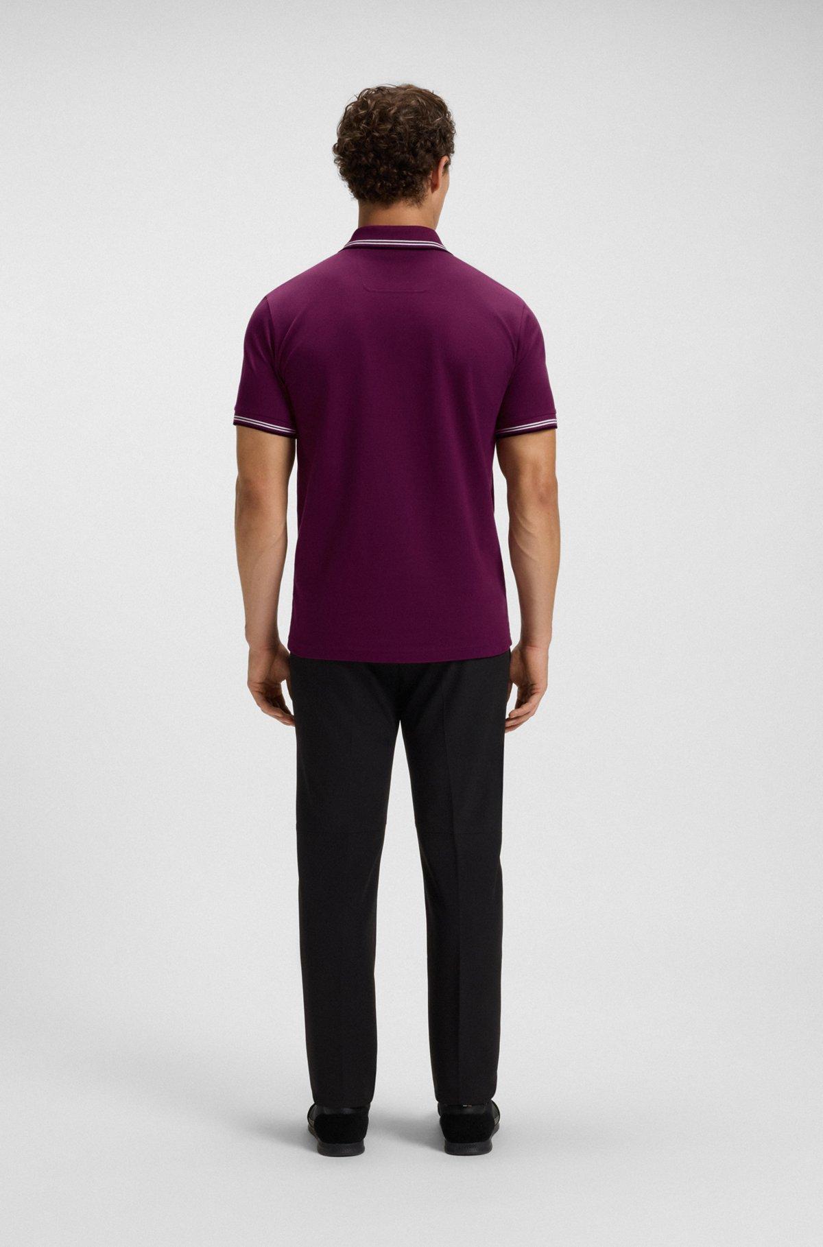 Stretch-cotton slim-fit polo shirt with branding Product Image