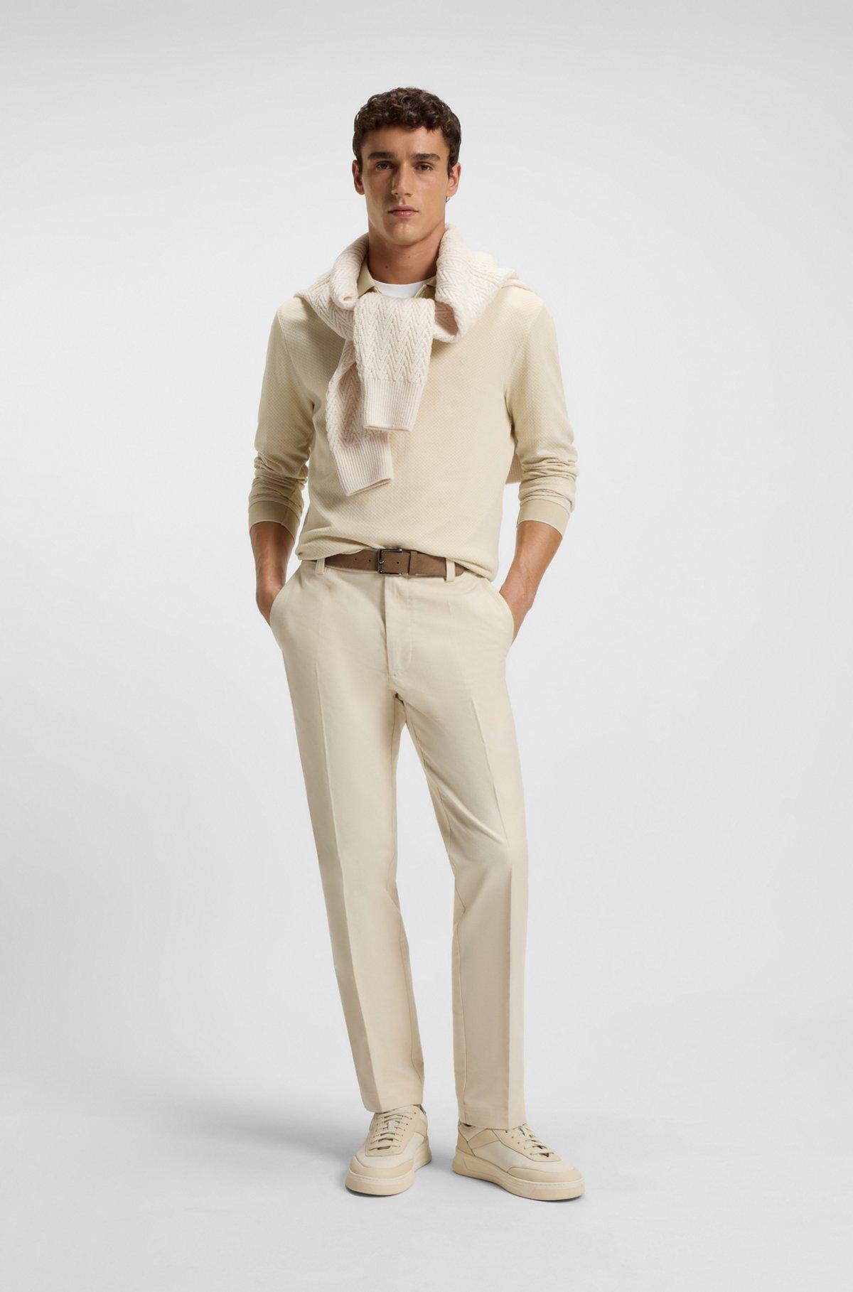 Mercerized-cotton polo shirt with two-tone structure Product Image