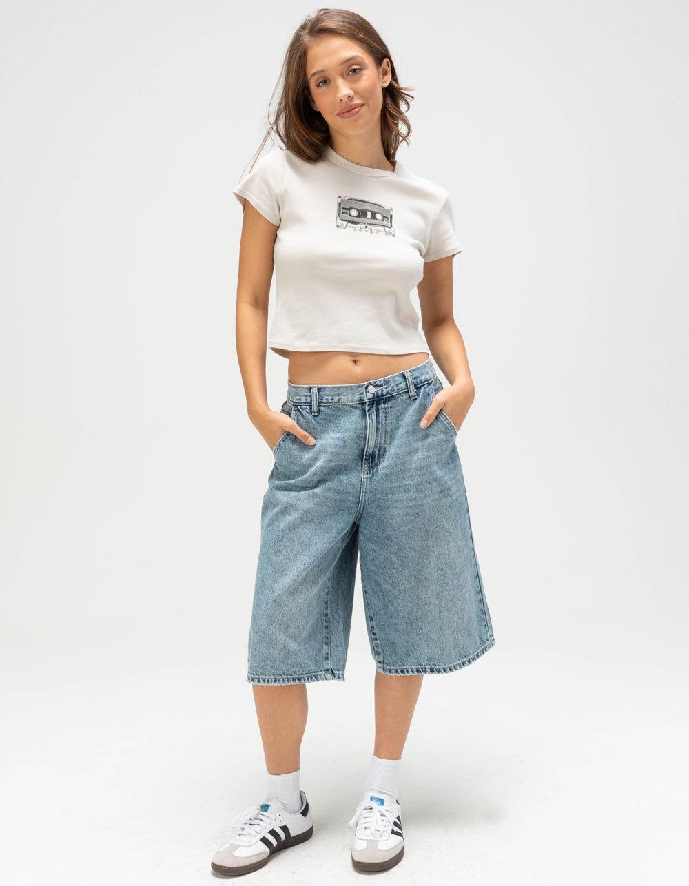 FULL TILT Cassette Womens Baby Tee - GRAY Product Image