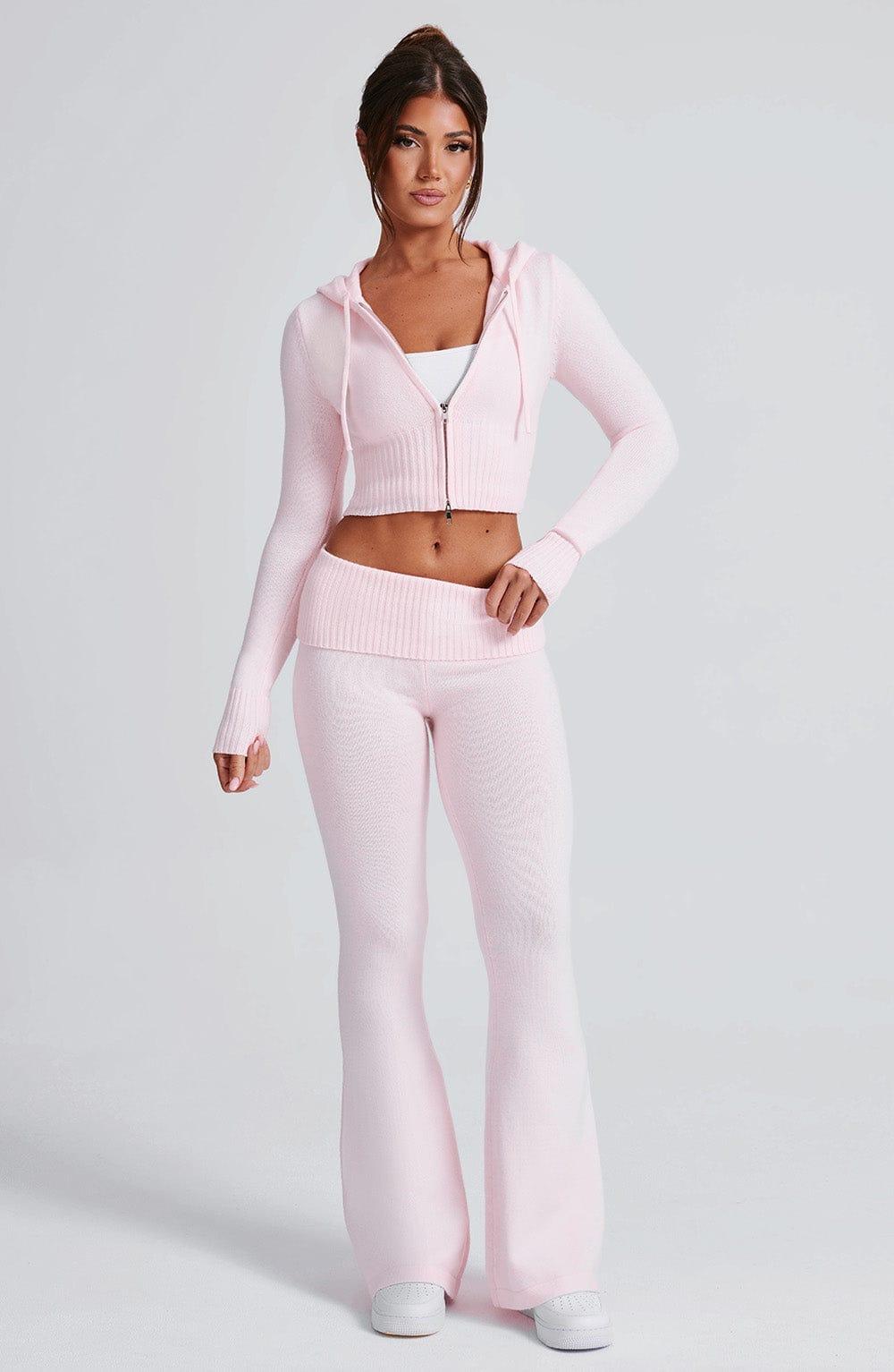 Portia Knit Hoodie - Pink Product Image