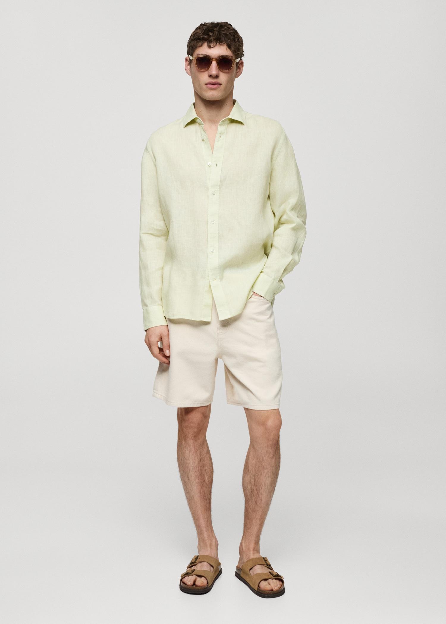 Classic fit 100% linen shirt - Men | MANGO USA Product Image