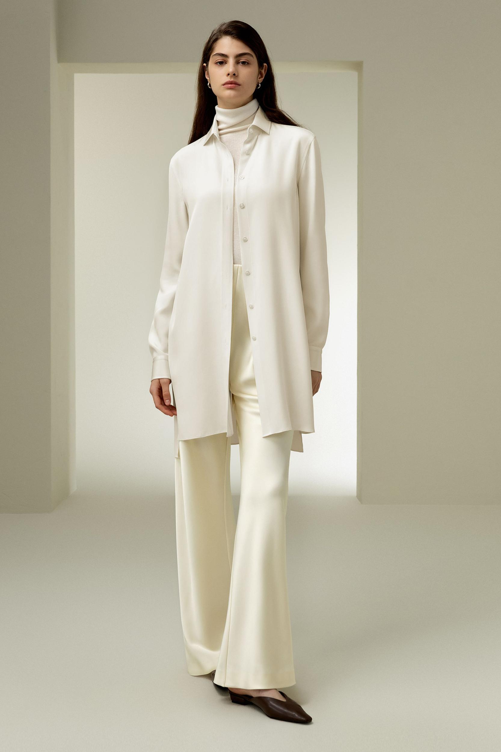 Classic Longline Silk Shirt Product Image