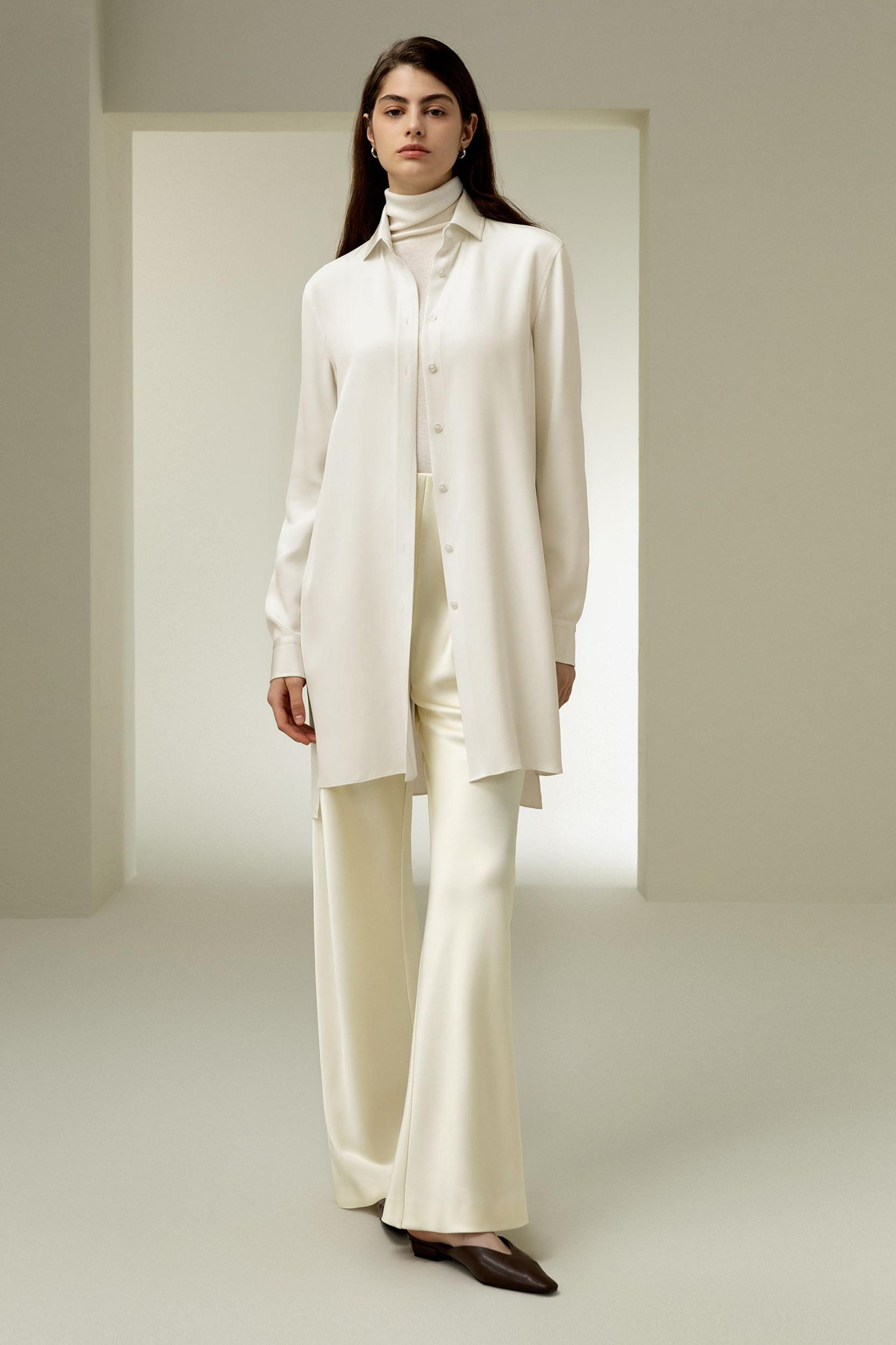 LILYSILK Shirt for Women Silk - Midnight Blue Mulberry Silk - Organic Long Sleeve Tops XS Product Image