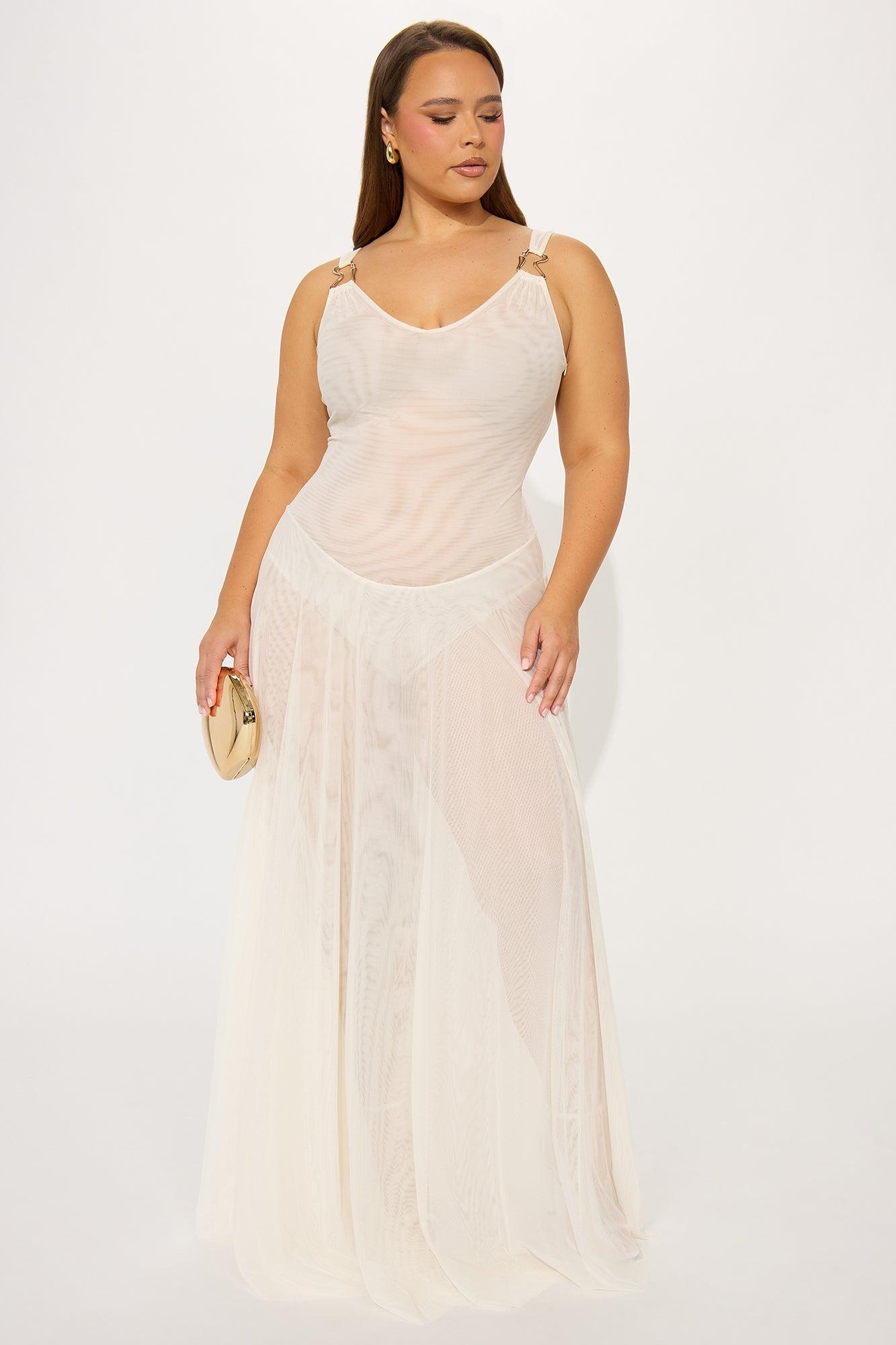 Bungalow Sheer Mesh Maxi Dress - Cream Product Image