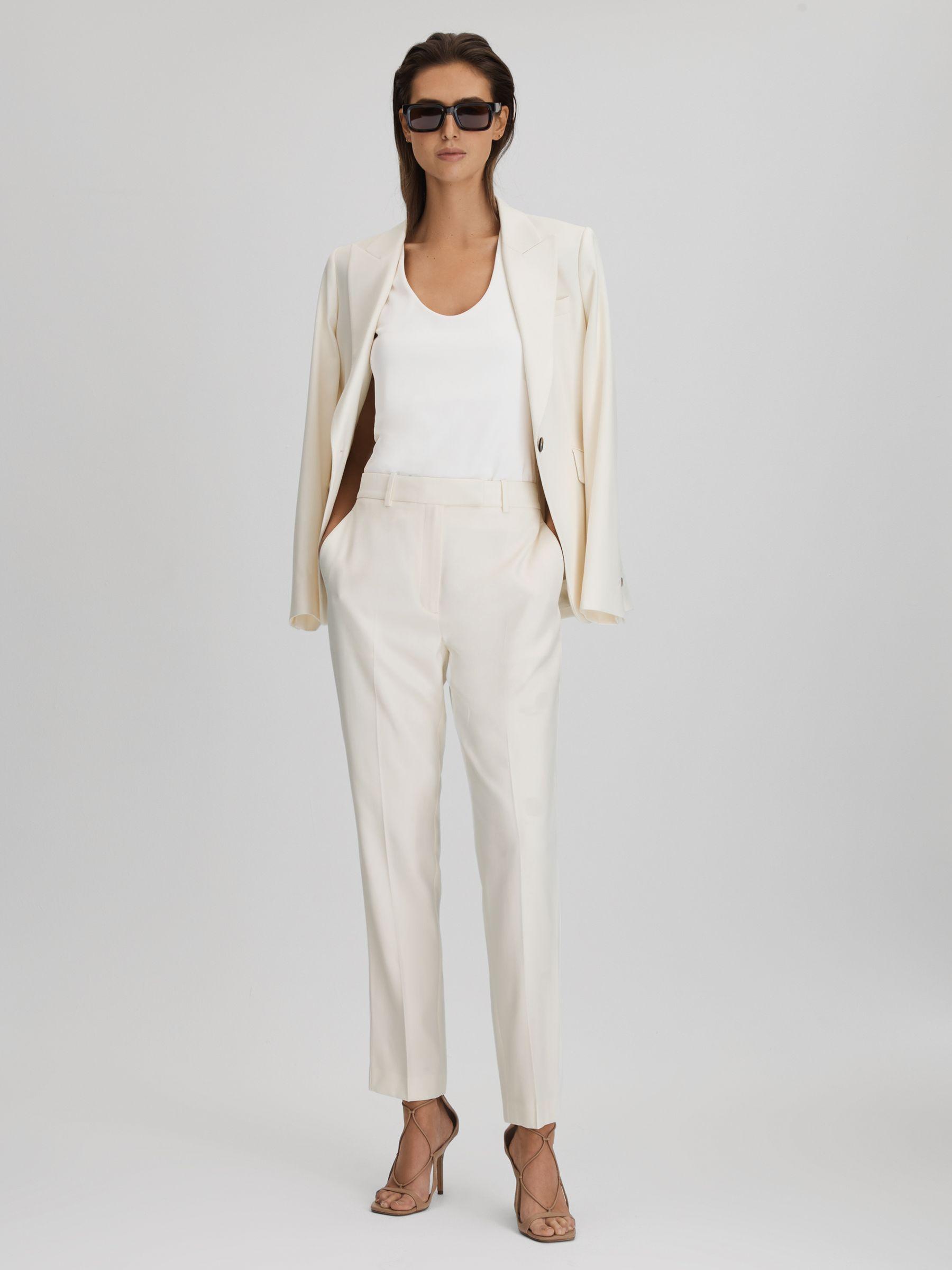 Slim Fit Suit Trousers in Cream Product Image