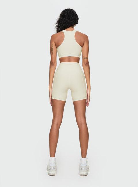 Power Activewear Rib Shorts Latte Product Image