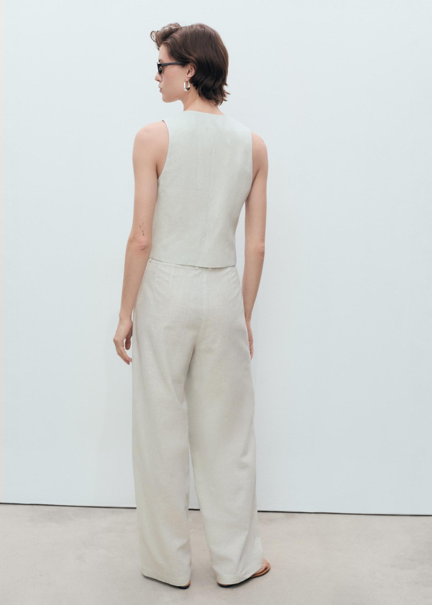 Straight-fit linen-blend suit pants - Women | MANGO USA Product Image