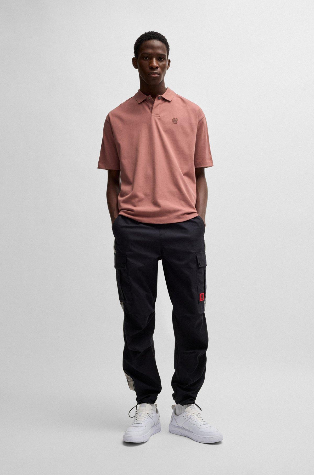 HUGO x RB cotton polo shirt with branded tape Product Image