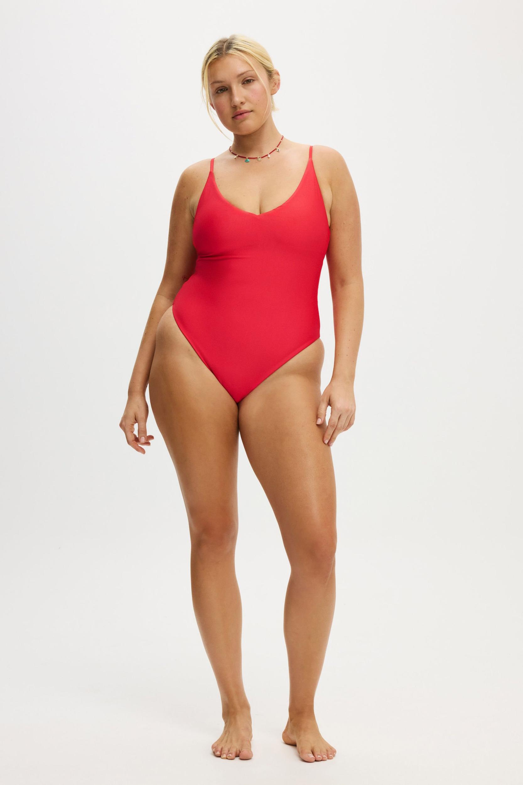 Thin Strap V Neck One Piece Cheeky Product Image