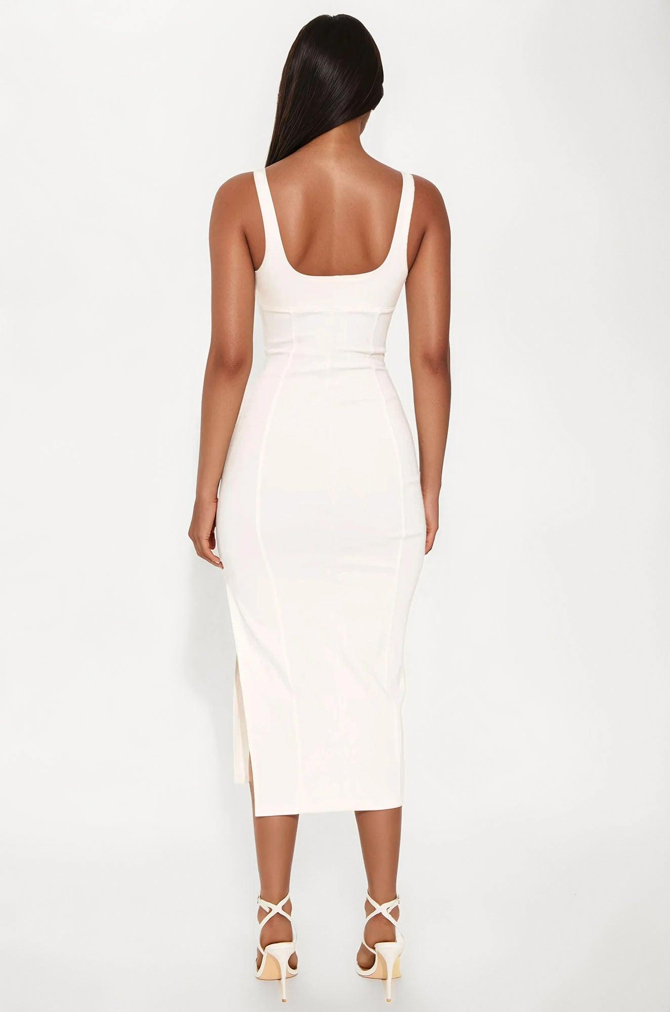 Talisa Lace Up Midi Dress - Off White Female Product Image
