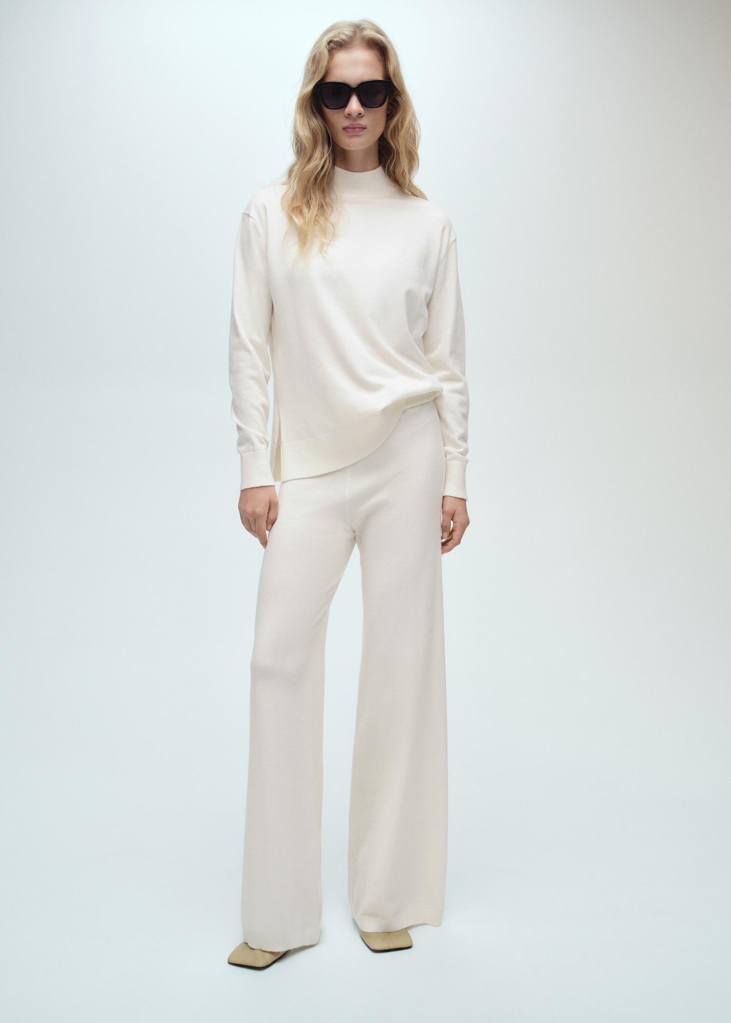Fine-knit wideleg trousers - Women | MANGO USA Product Image