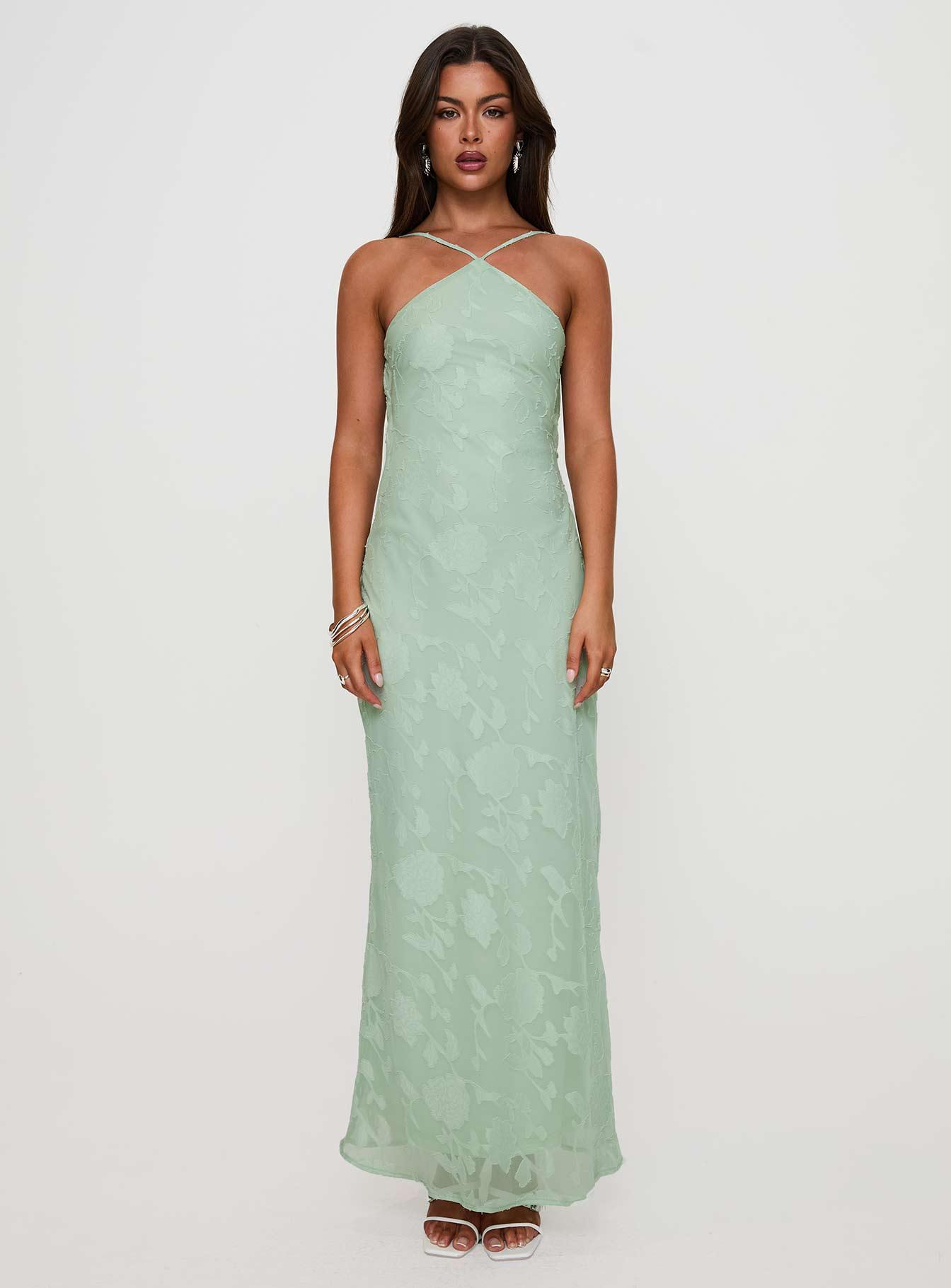 Zoelle Halter Maxi Dress Sage Product Image