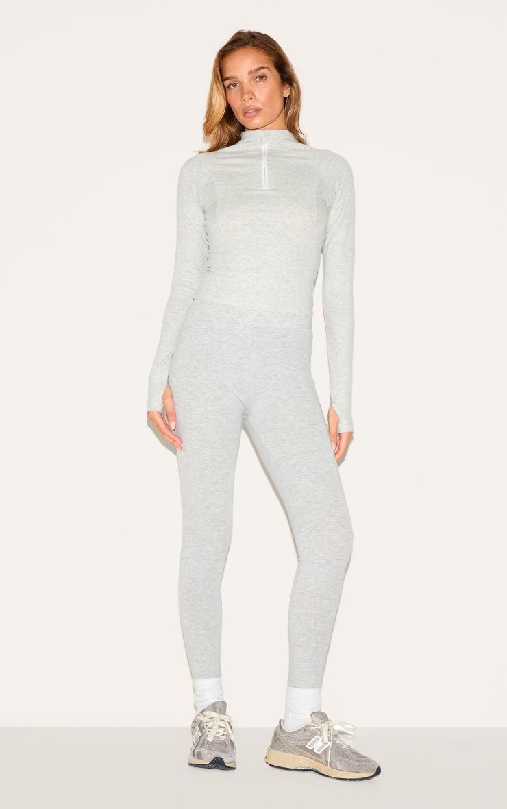 Ash Grey Sculpt Quarter Zip Gym Top Product Image